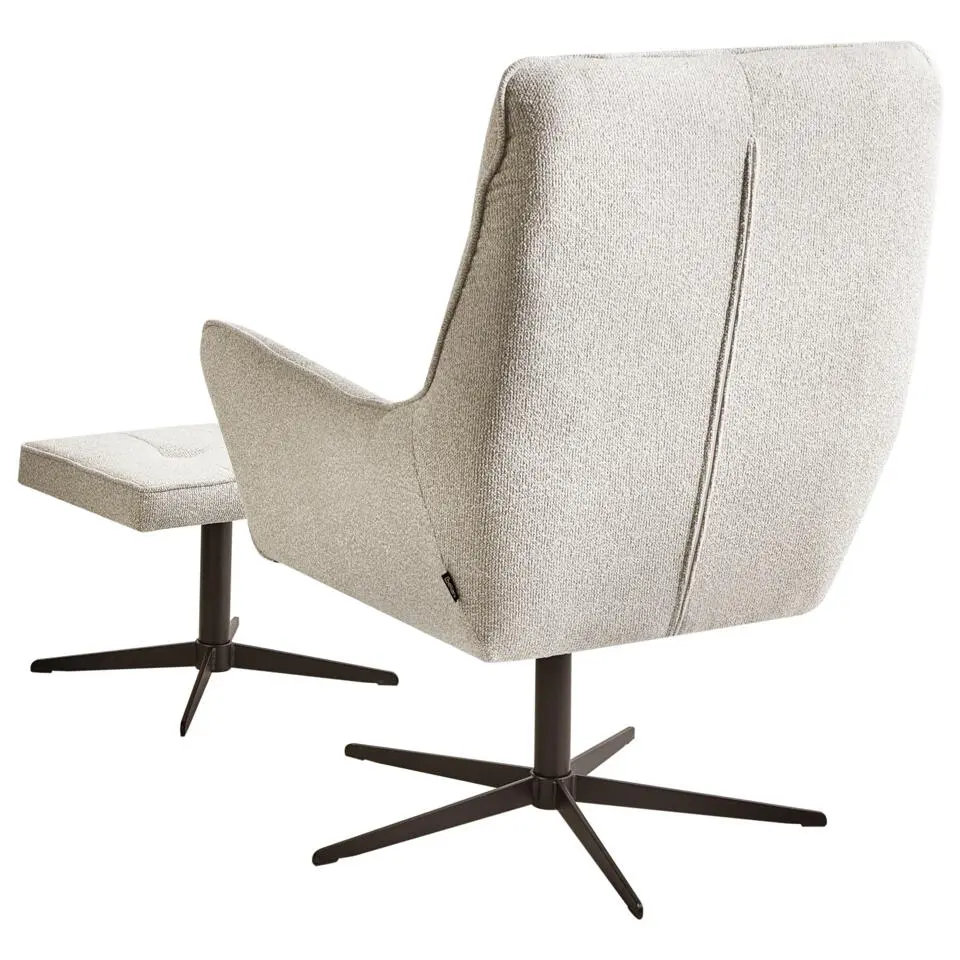 MOLLE - Fauteuil met voetenbank - Lichtbeige - Polyester