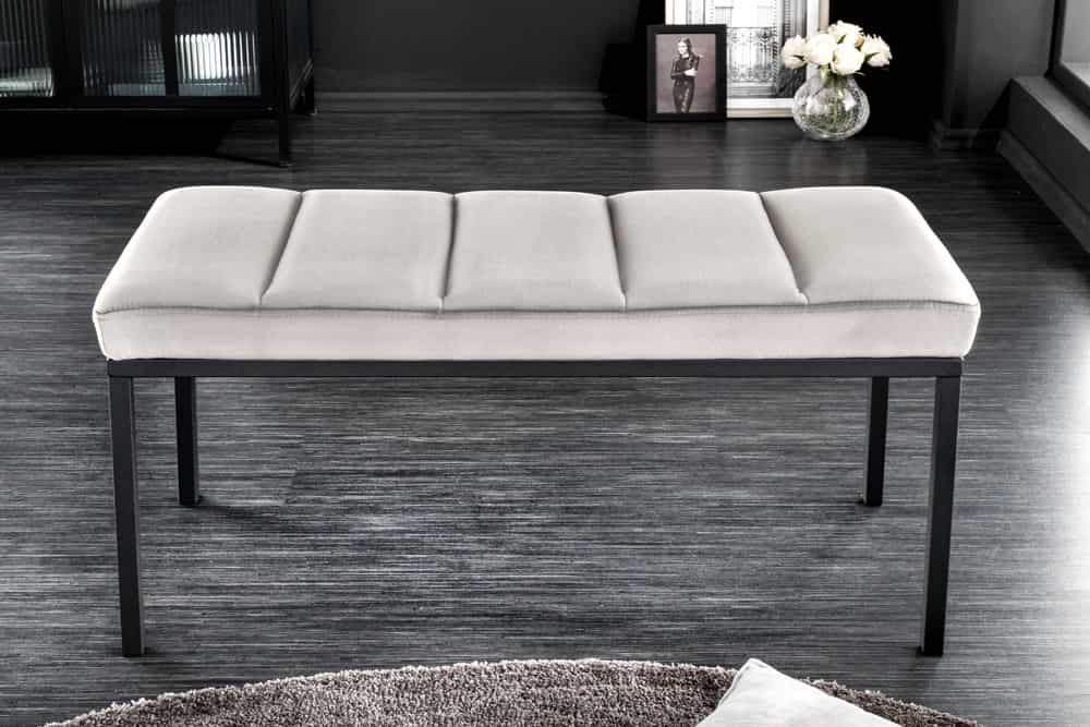 Design Sitzbank PETIT BEAUTÉ 80cm grau Samt schwarzes Gestell