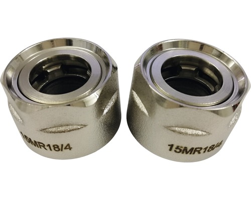 Knelkoppeling 15 mm nikkel 2 stuks