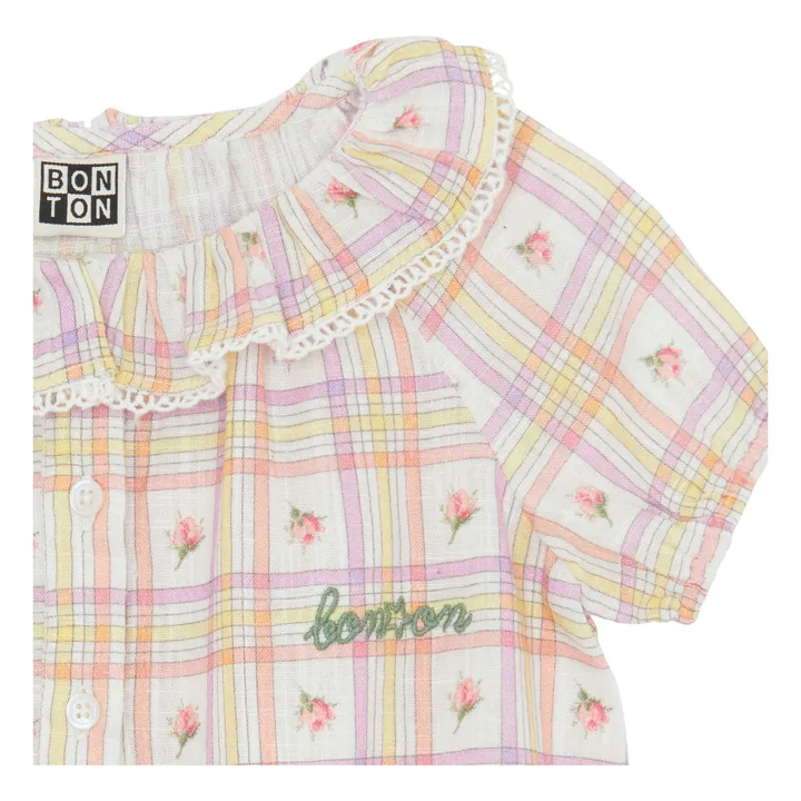 Bonton Barboteuse à Carreaux | Rose