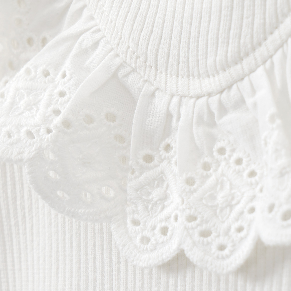 Topomini Baby T-Shirt mit Spitzenkragen weiss