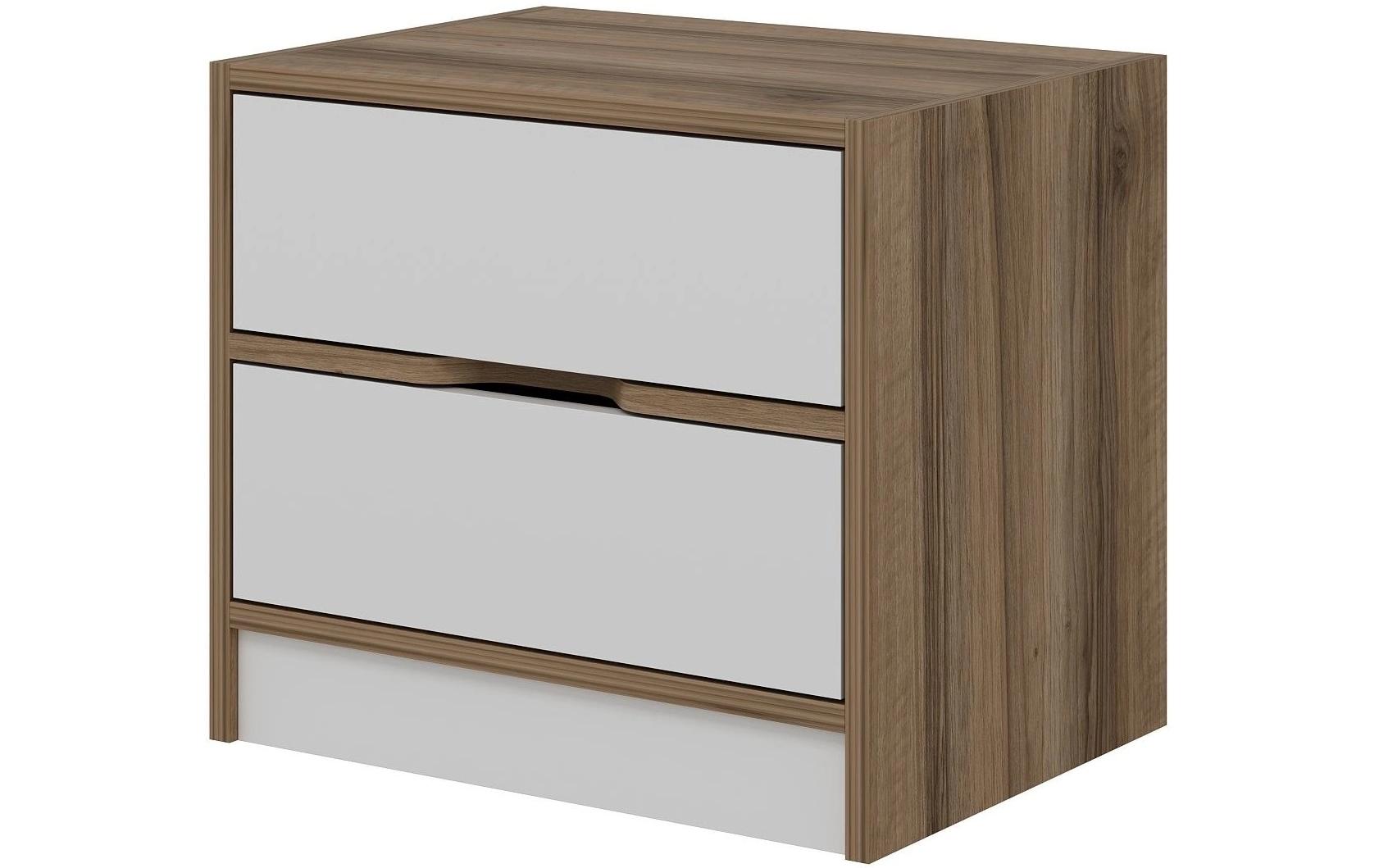 Nachttisch Elina 54 x 40 x 47 cm, Weiss/Braun<br>Nachtkommode