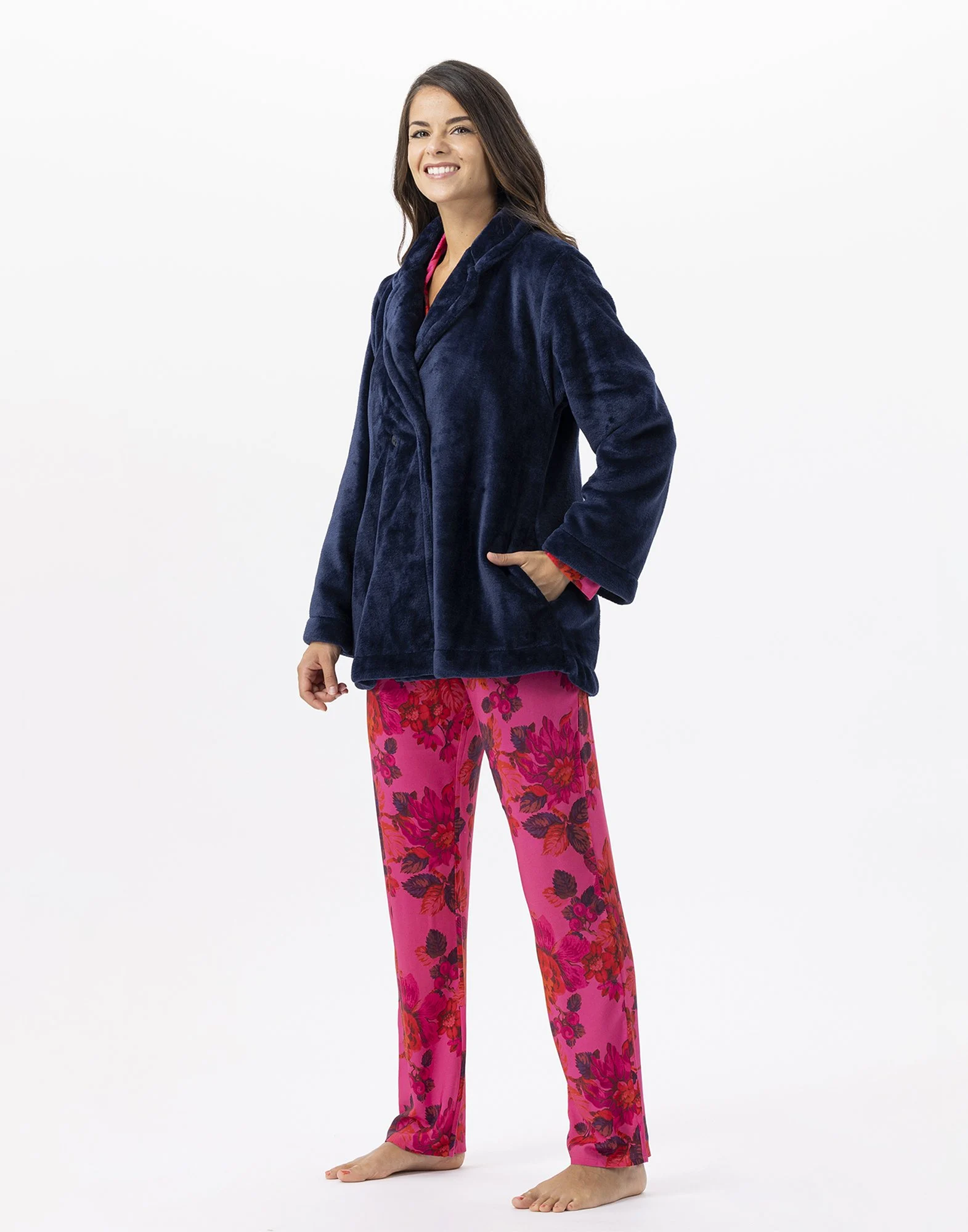 ESSENTIEL H77A - Veste en peluche flanelle | Bleu