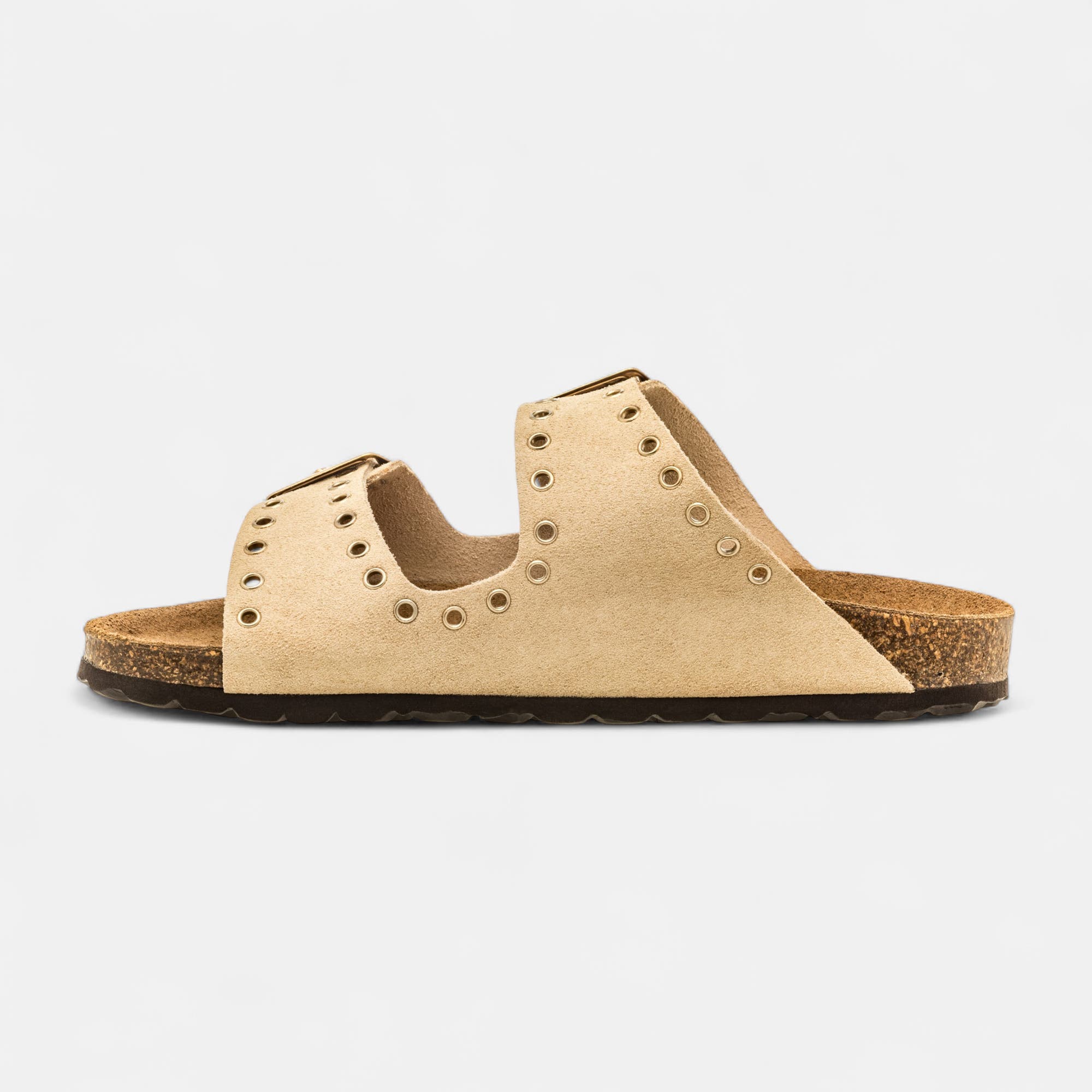 Mules semelle liège Femme en cuir beige