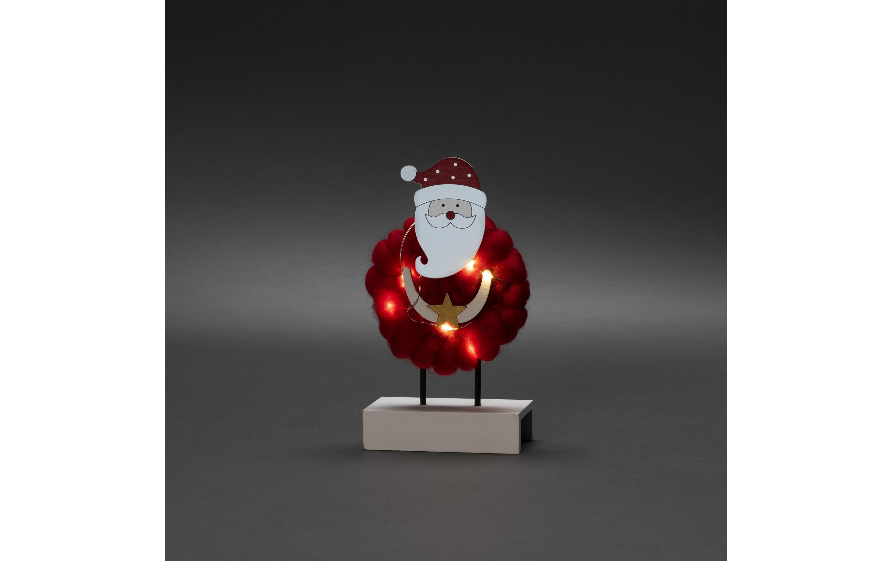 LED-Figur Santa, Holz & Baumwolle, 6 LEDTischdekoration