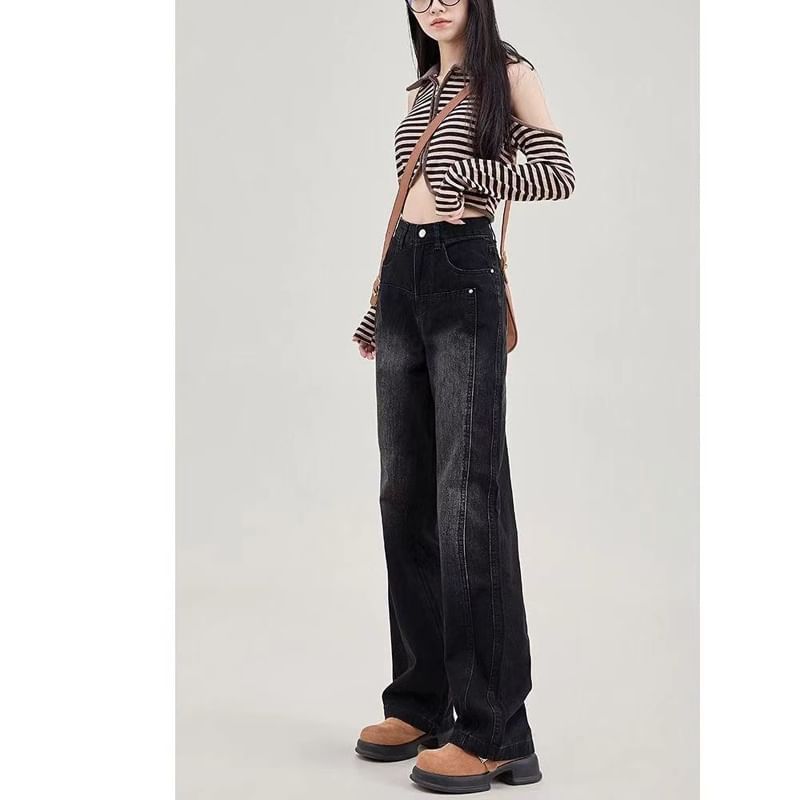 Everose - High Rise Washed Loose Fit Jeans
