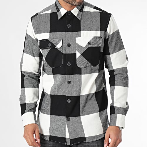 Chemise Manches Longues A Carreaux Darren Gris Noir Blanc