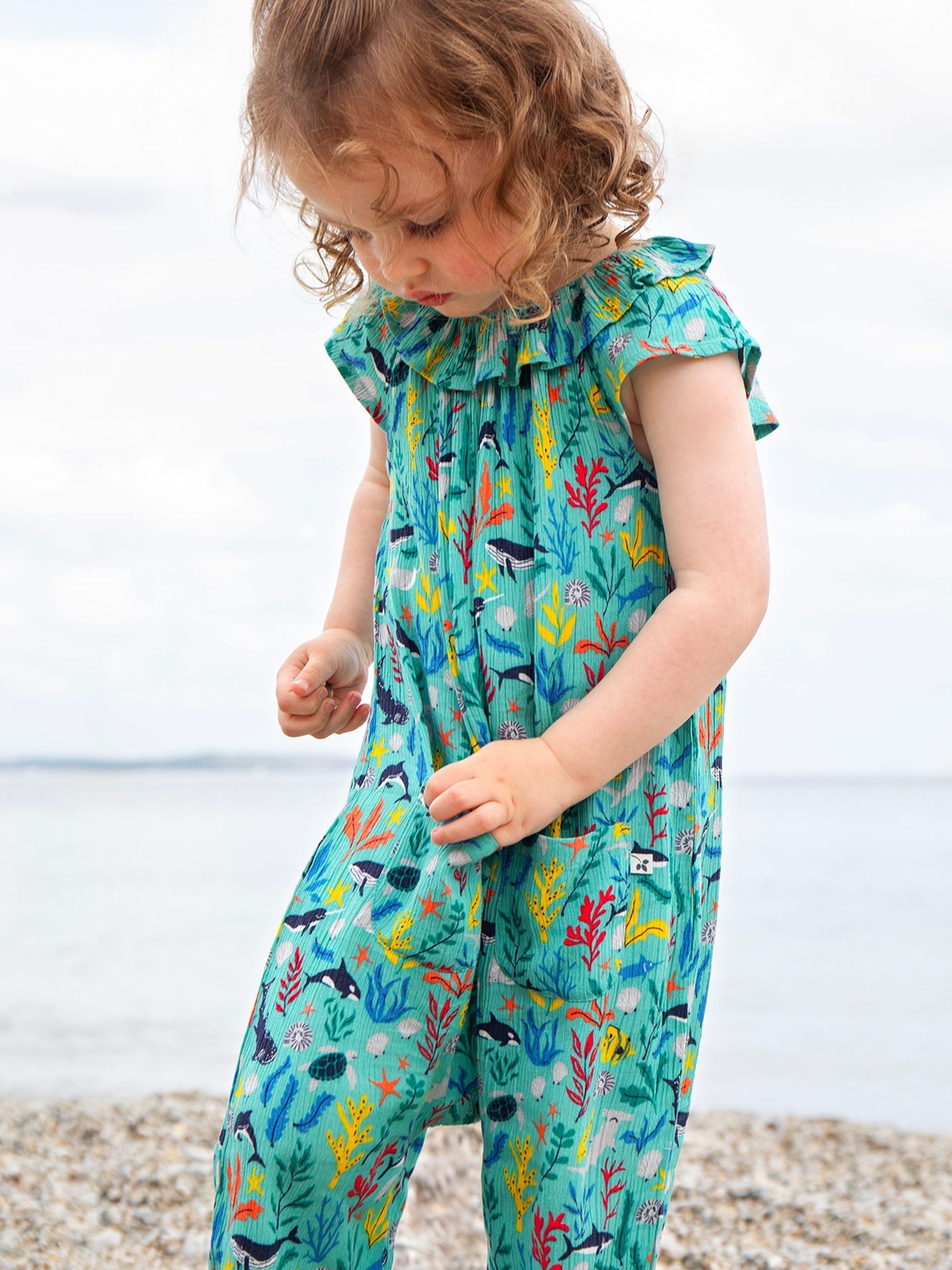 Frugi Blue Maris Playsuit Dungarees