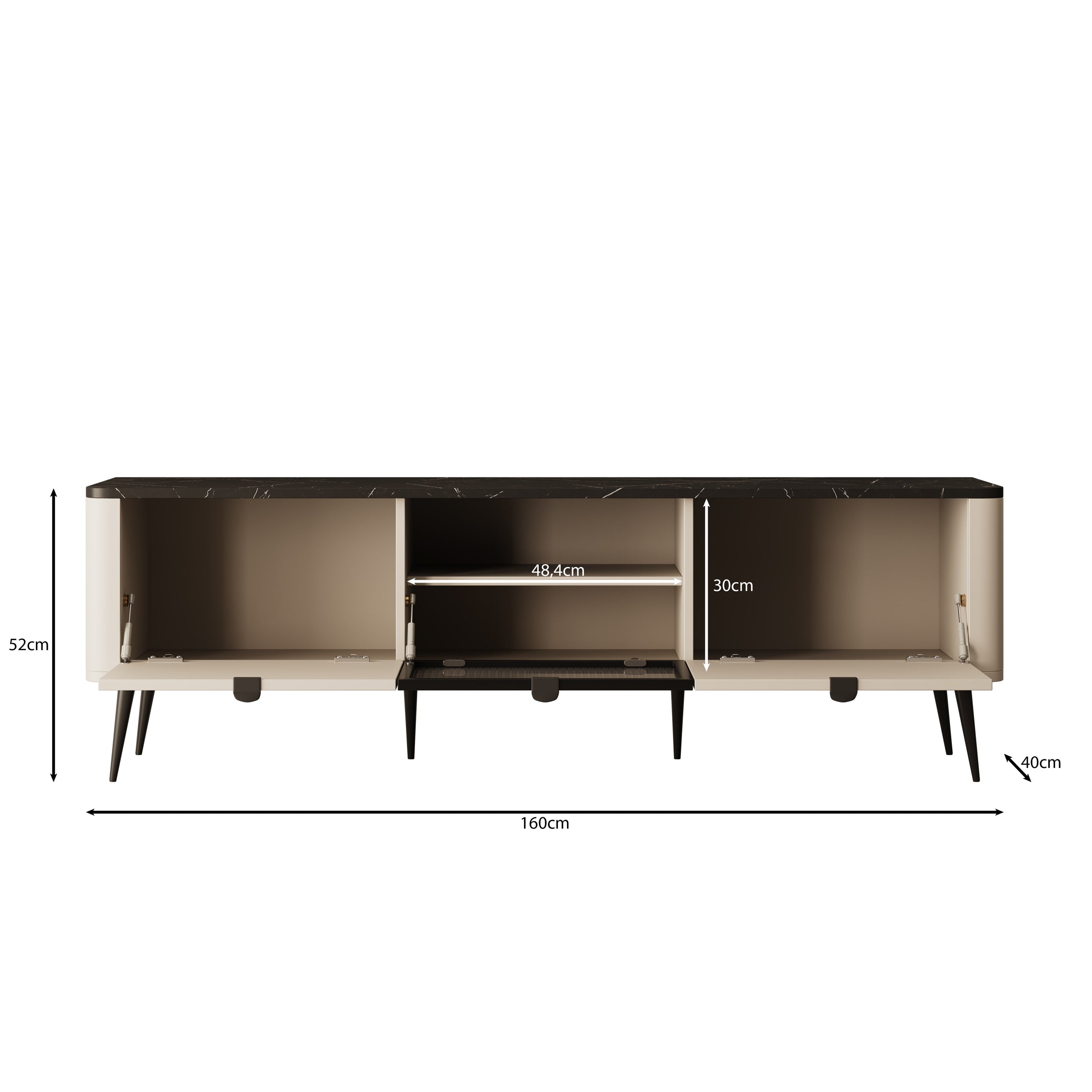 Mace - TV-Meubel - Beige - 160x40x52 cm