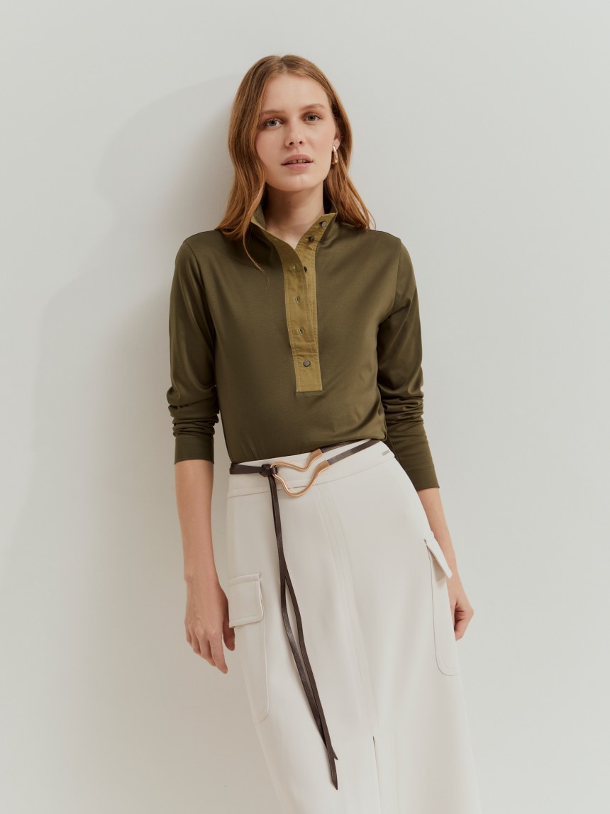 Camisola de gola alta em algodão