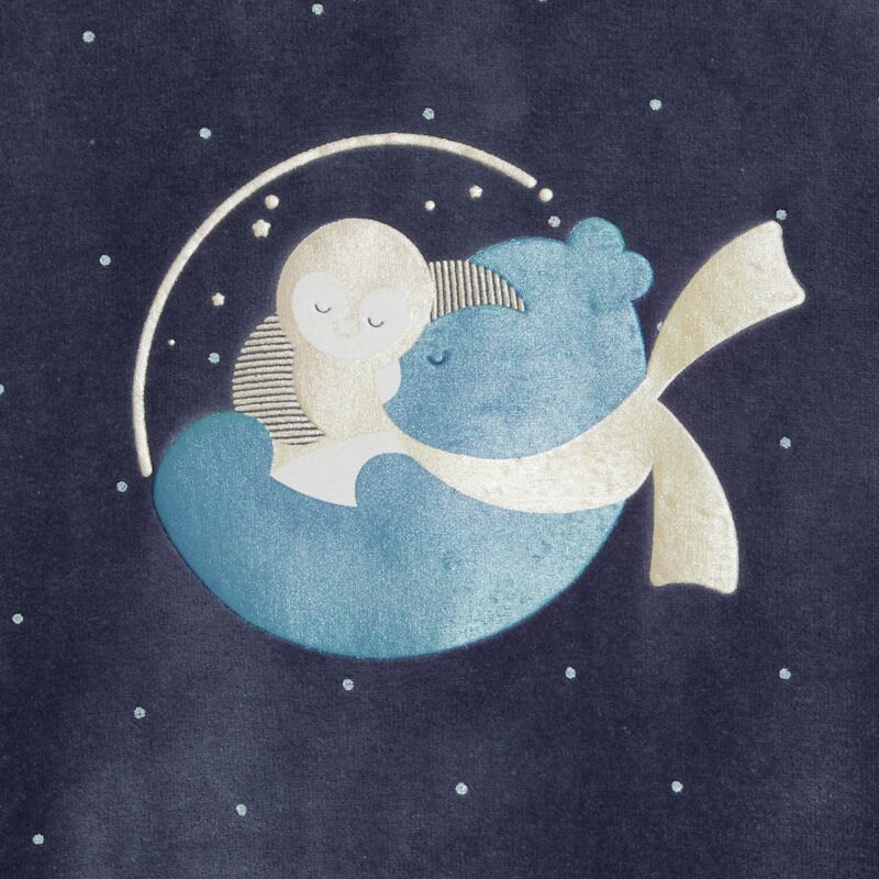 Dors-bien velours ours et pingouin bleu bébé fille Bleu