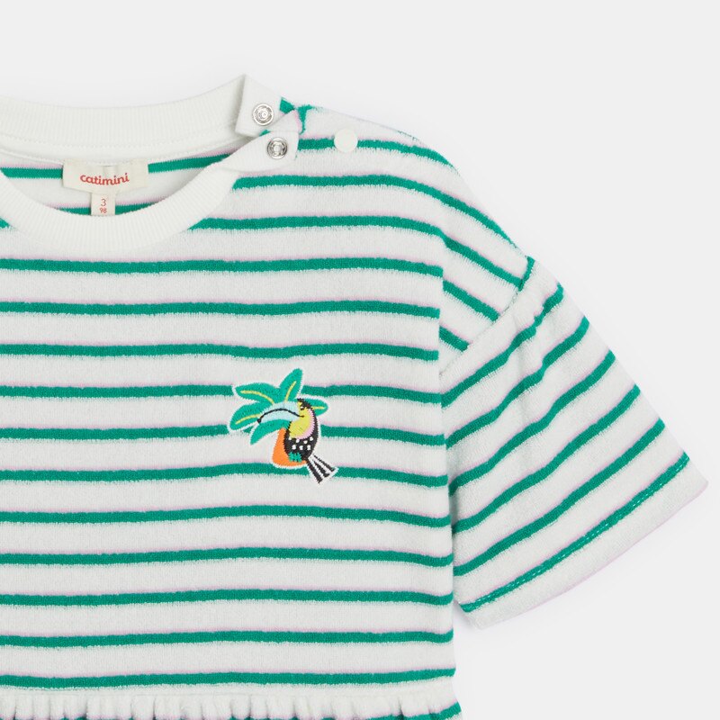Robe bébé fille blanchehe à rayures vertees bébé fille Catimini Blanc