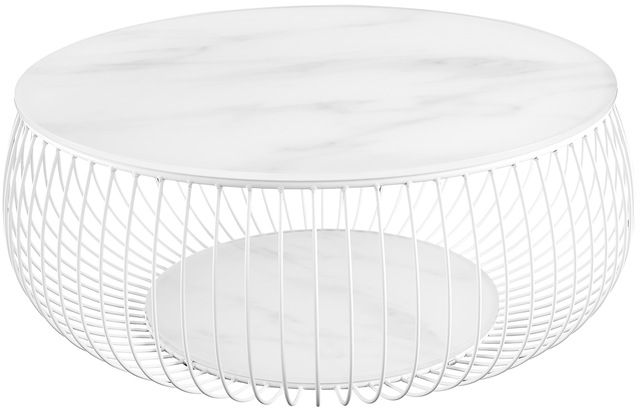 SalesFever Couchtisch »Coffeetable Wohnzimmertisch im minimalistischen Stil« 10 mm starke Klarglasplatte mit Marmordruck
