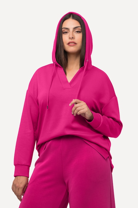 Hoodie, Oversized, V-Ausschnitt, Langarm, Kapuzenshirt