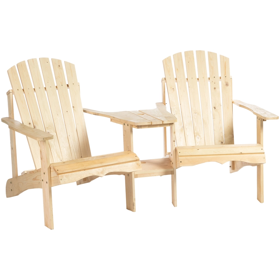 Outsunny Gartenbank mit Tisch und Schirmloch naturholz
