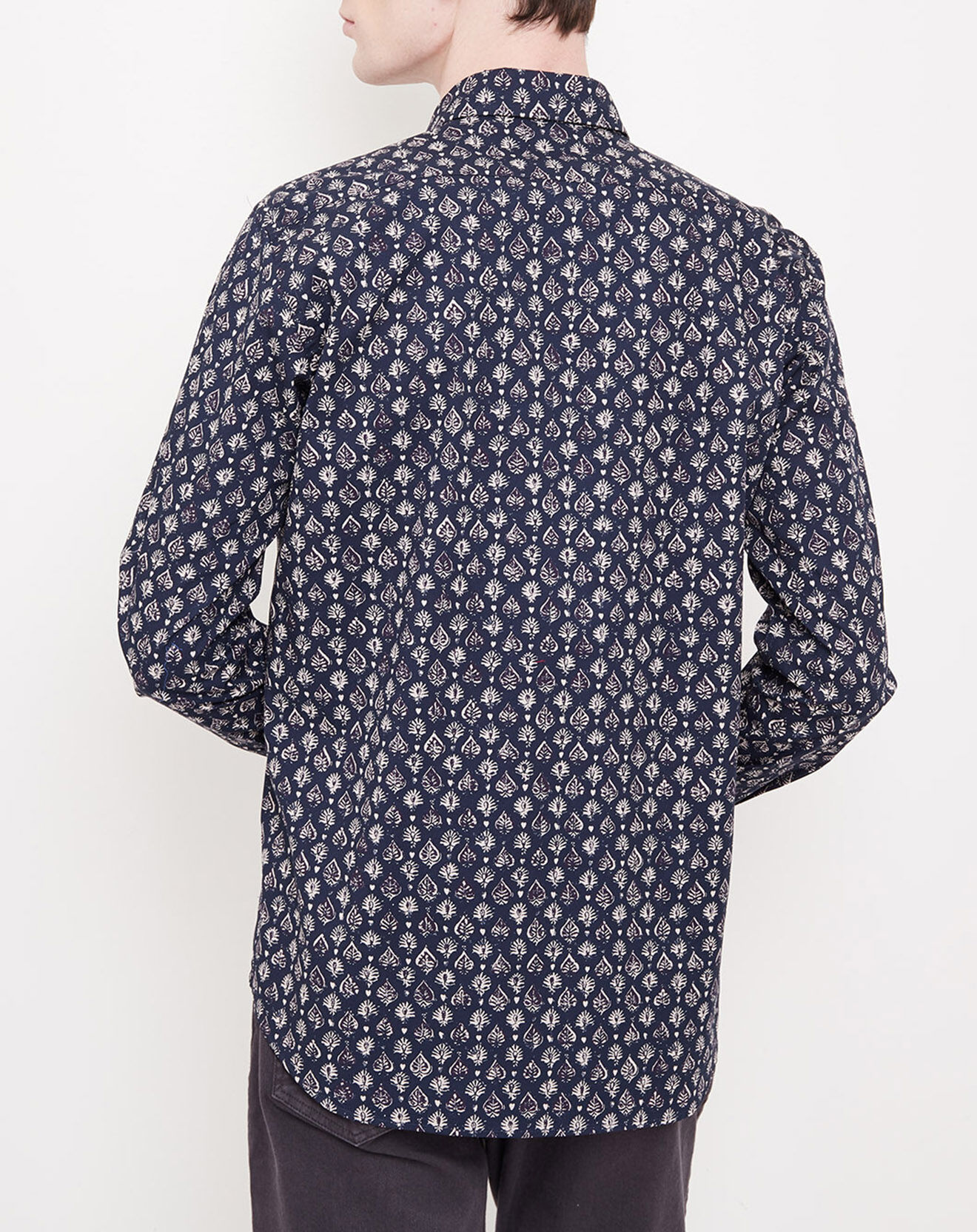 Hartford Chemise Slim Sammy imprimée bleu nuit/beige