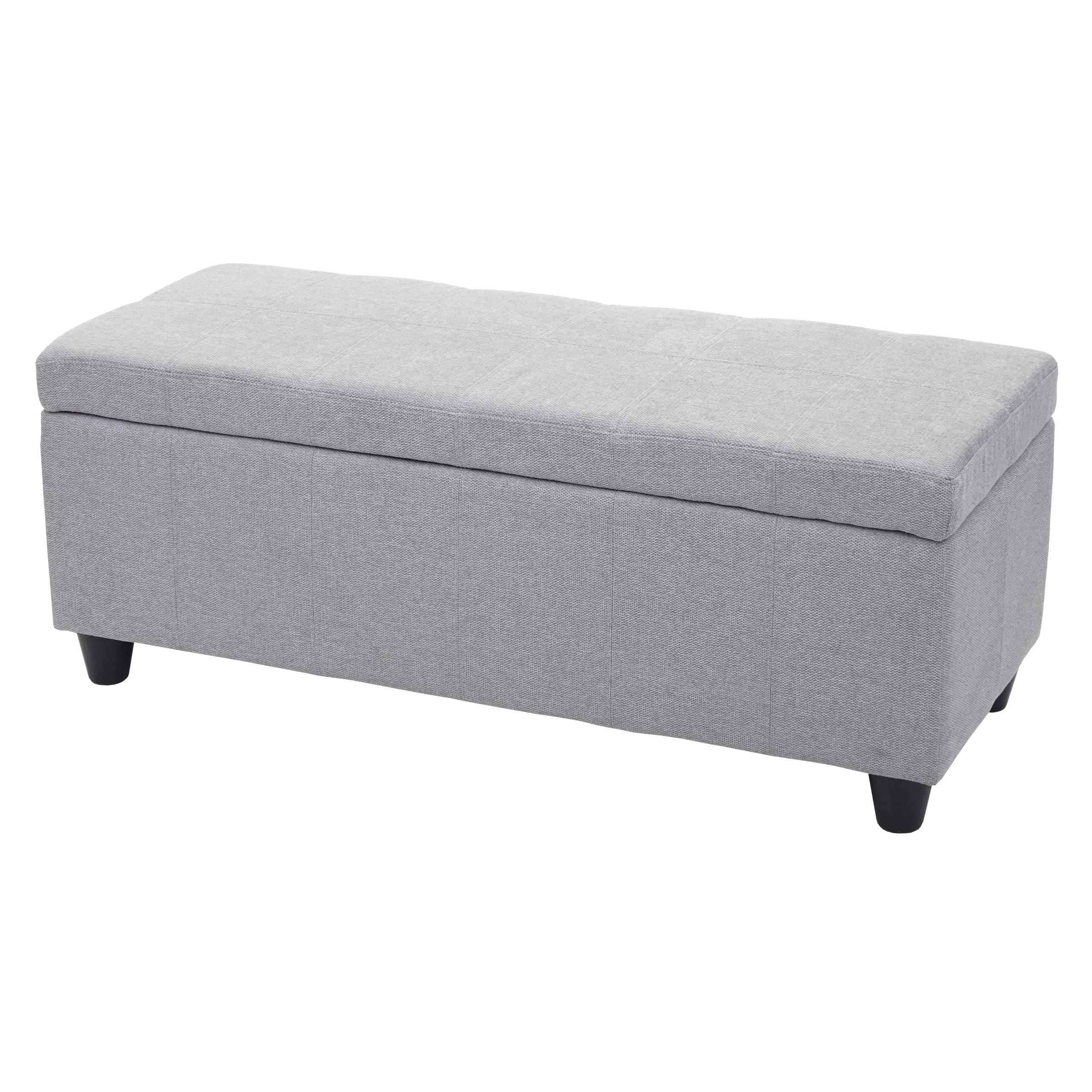 Aufbewahrungs-Truhe Kriens, Sitzbank Bank, Stoff/Textil, 45x114x45cm ~ hellgrau