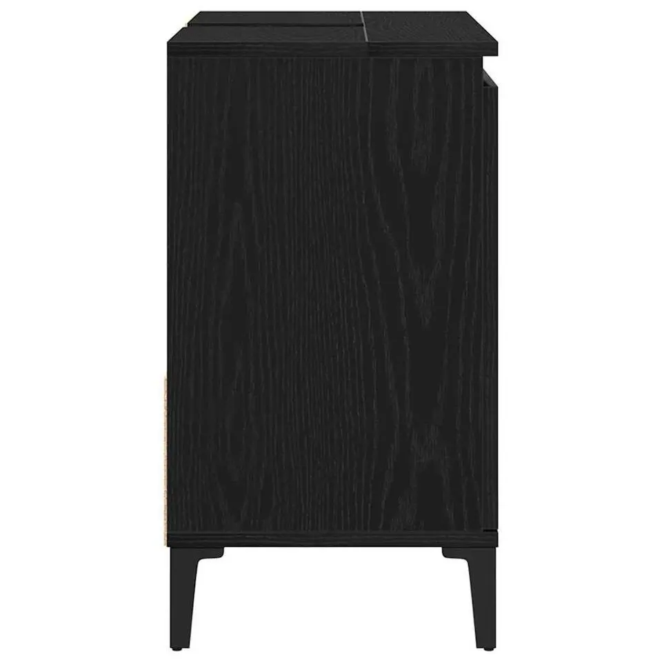 vidaXL - Wastafelonderkast met 1 deur 2 lades - Zwart eiken - Hout - 65x33x60 cm