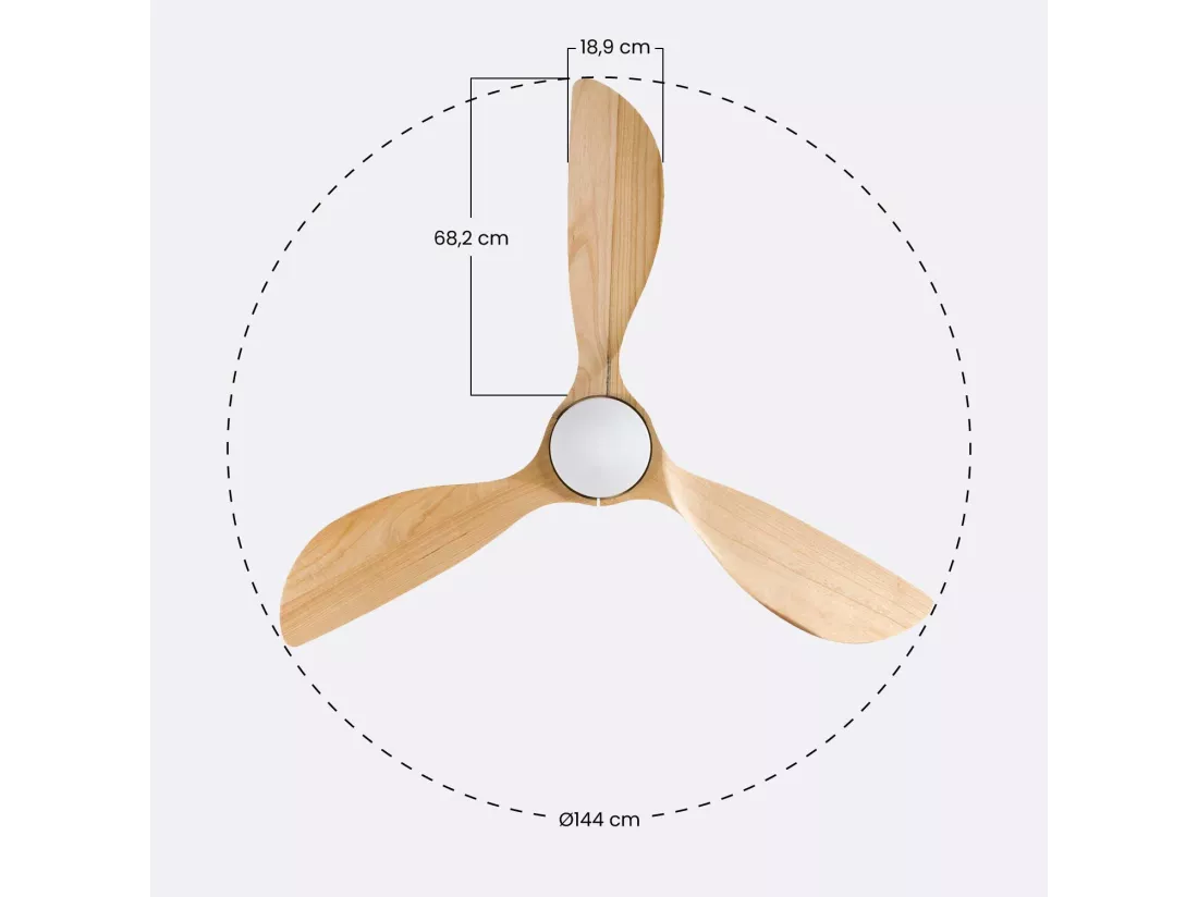 Ventilateur de plafond avec lumière 3 pales 56W 6 vitesses Dakota Dayron