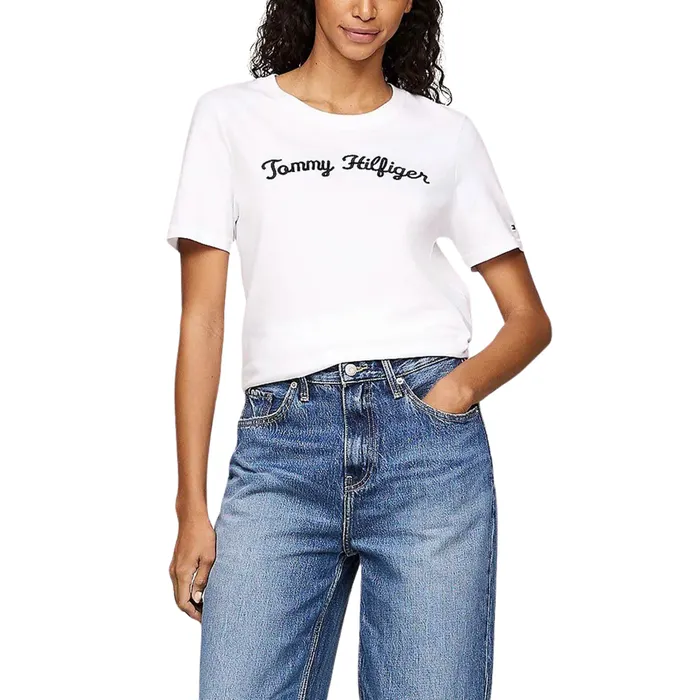 Tommy Hilfiger Regular Script Logo Crew Shirt Dames