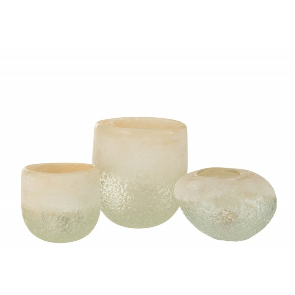 Photophore en verre beige 10.5x10.5x9.5 cm