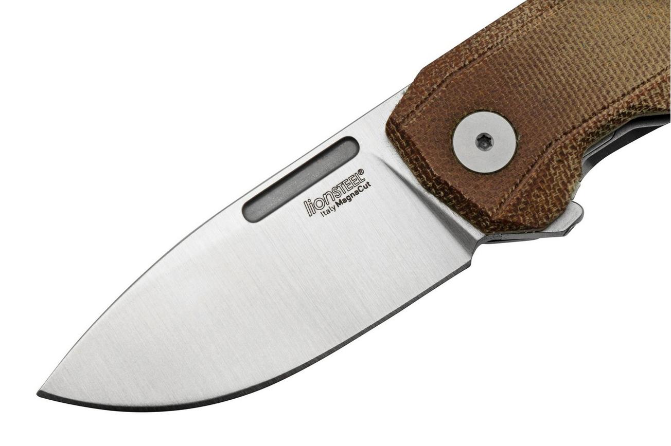 LionSteel Nano, NA01-CVN Frame Lock, Magnacut, Natural Canvas Micarta, zakmes