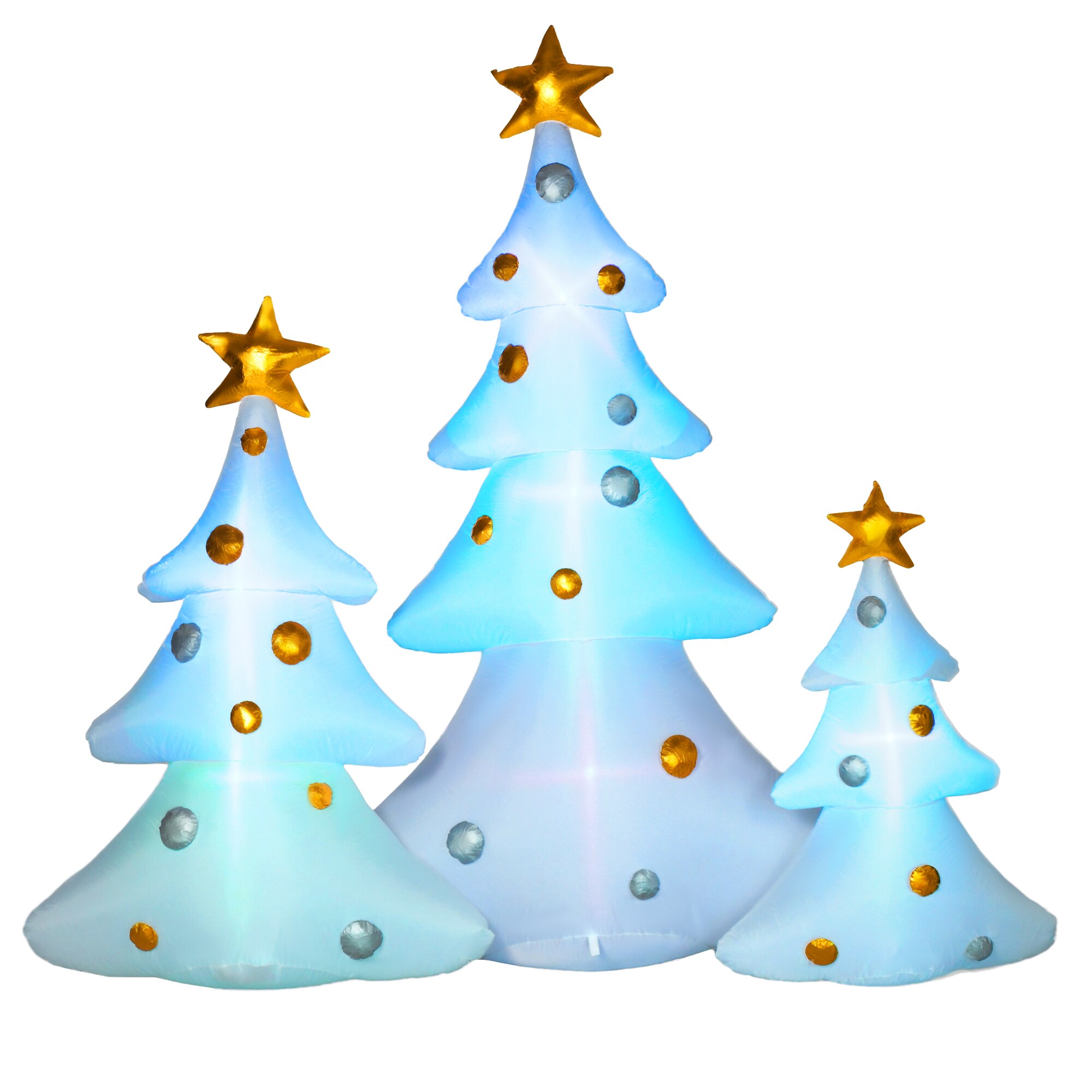 HOMCOM Aufblasbare Weihnachtsbäume mit LED-Lichter bunt 239L x 77B x 210H cm