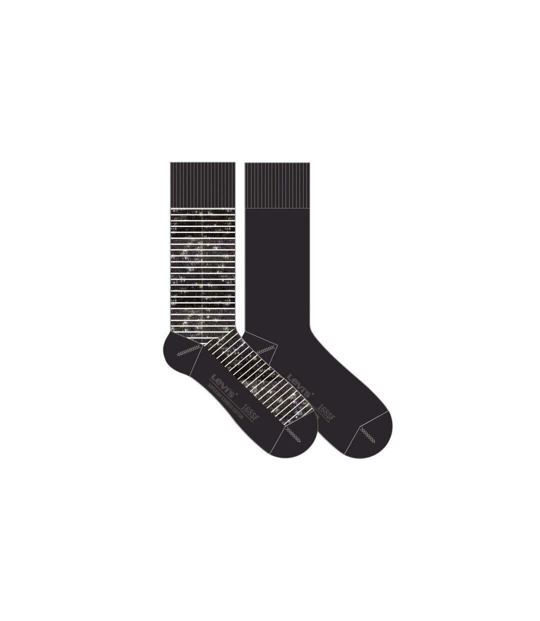 LEVI'S Lot de 2 paires de Chaussettes Homme Coton STRIPE Noir