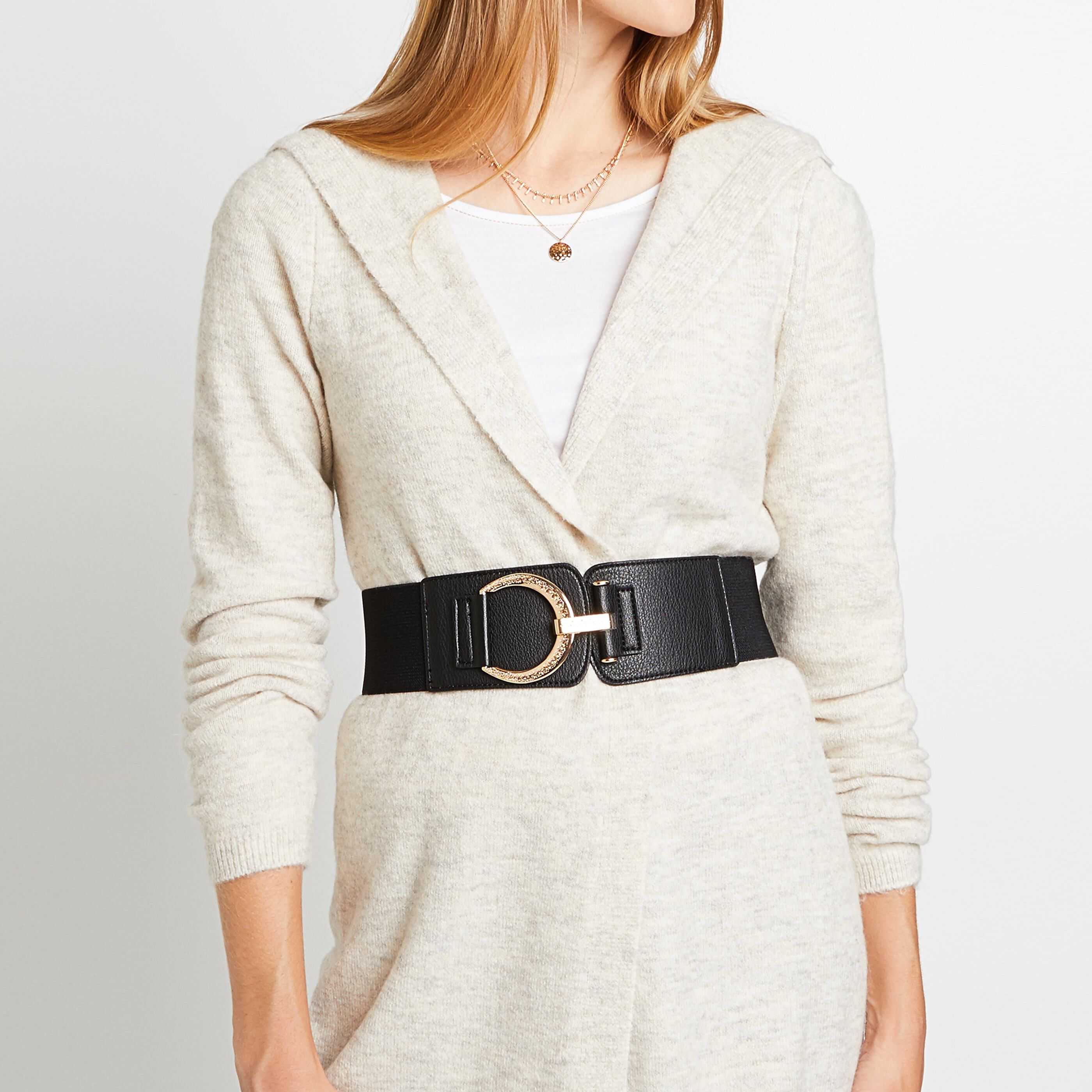 Ceinture large élastique femme - NOIR