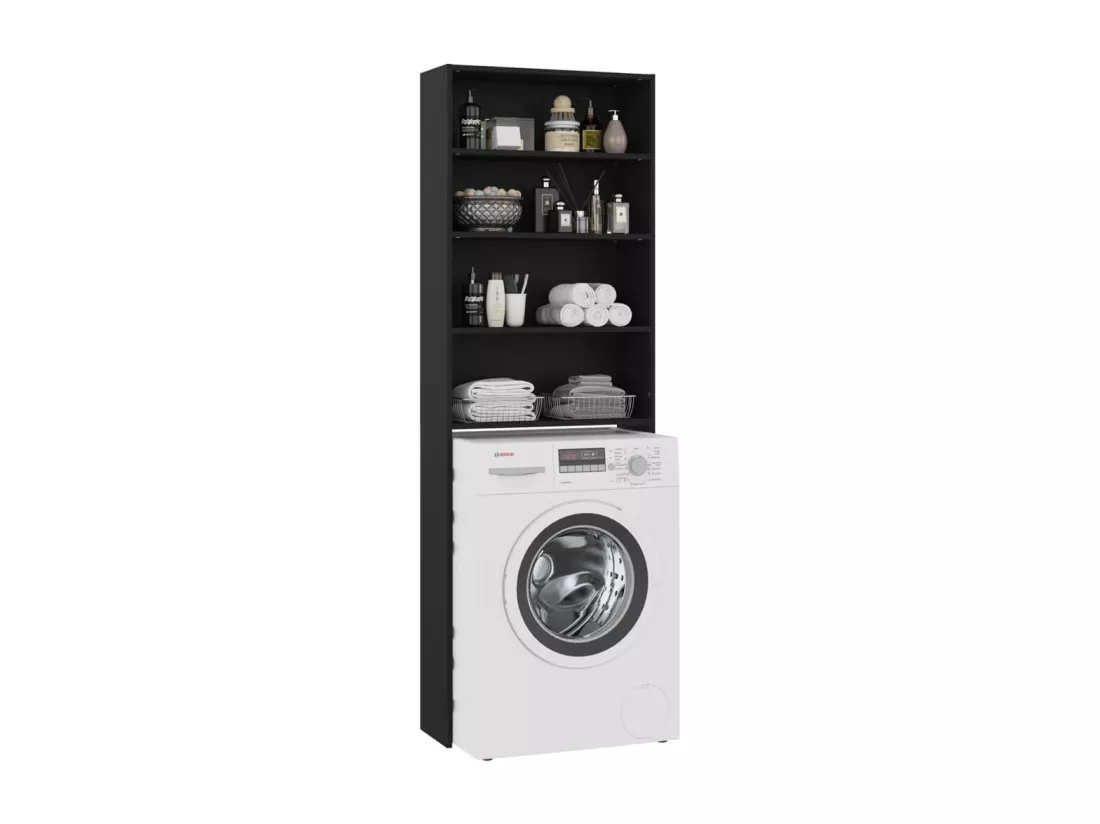 Meuble pour machine à laver noir 64x24x190 cm
