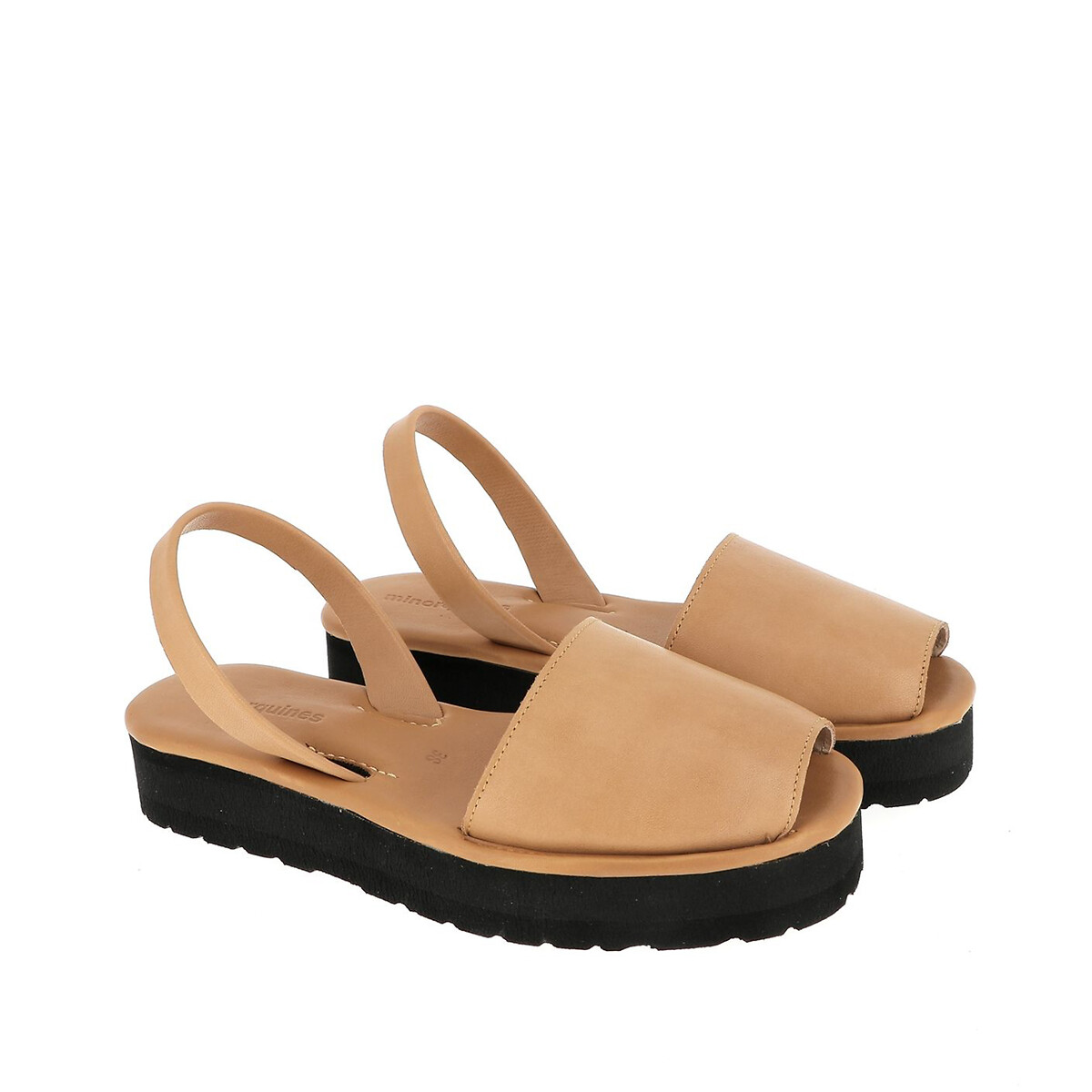 MENORQUINES<br>Sandalen em leer com plateauzool Avarca Platja Plateforme