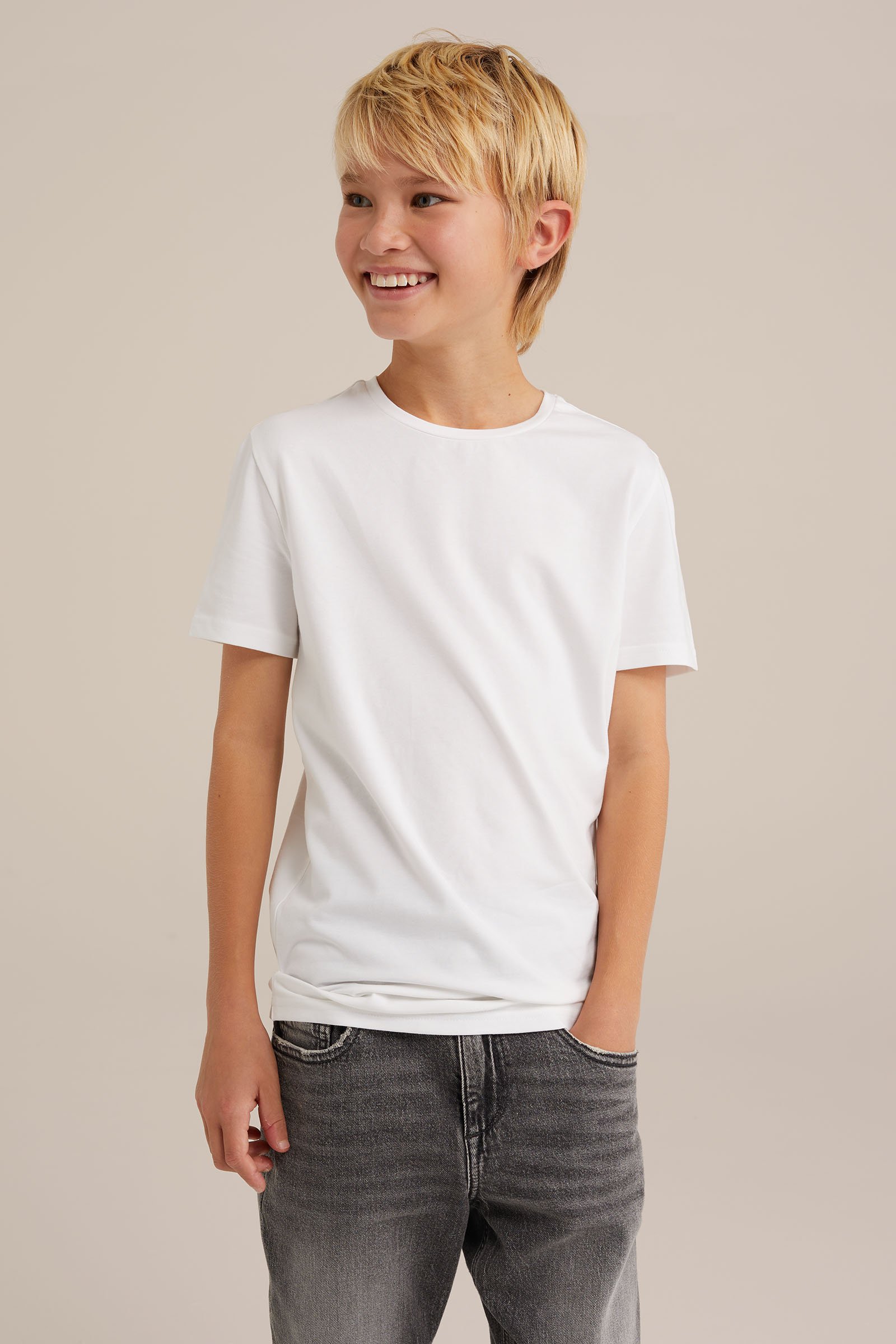Jongens T-shirt, 5-pack WE Fashion Wit