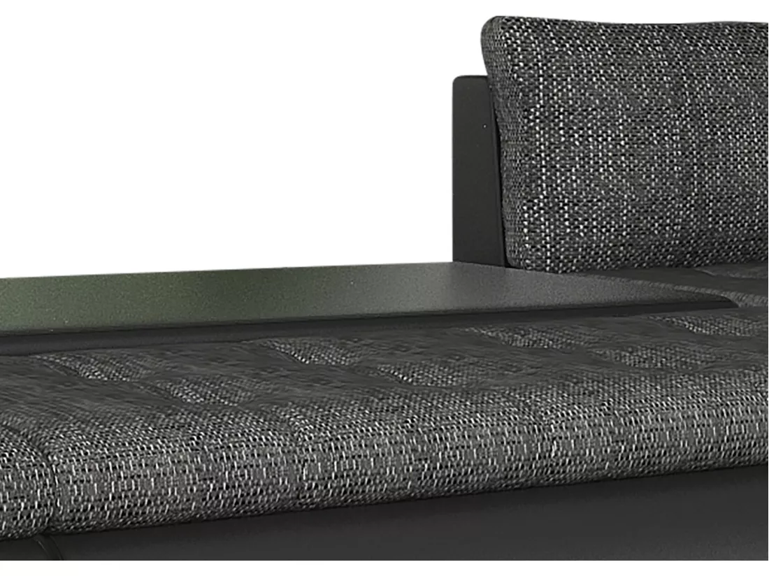 Canapé d'angle panoramique convertible et réversible en tissu et simili noir et anthracite AZELMA II