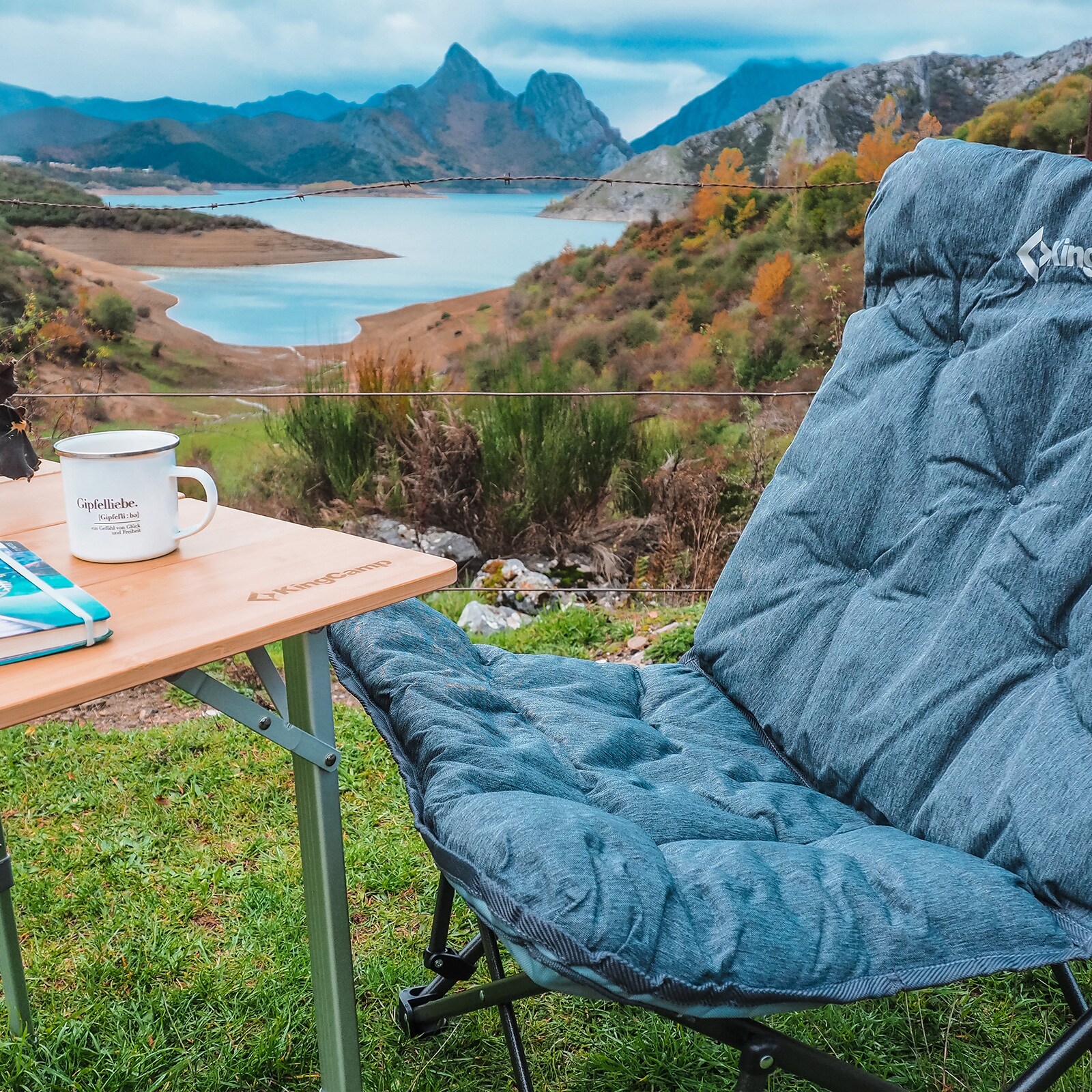 KINGCAMP Campingstuhl Lindon Relax Schmetterlingsstuhl Lounge Stuhl Stahl 136kg Farbe: beige