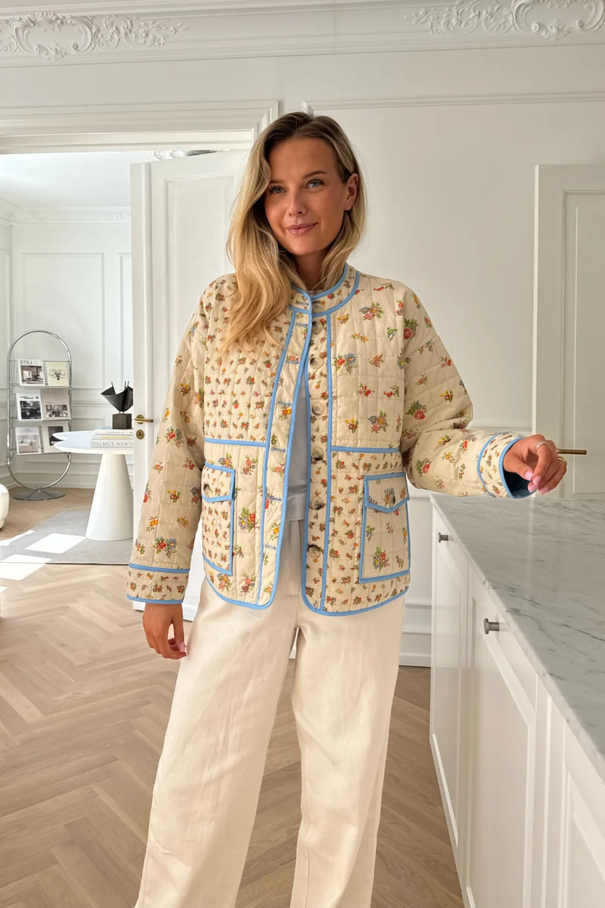 BYIC Emmyic Quilted Jacket bmfp beige multicolor flower print