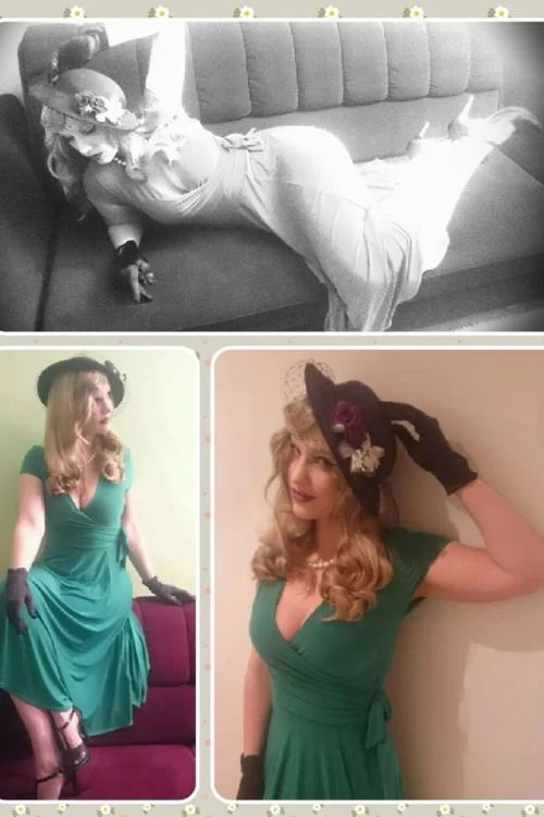 Vintage Chic for Topvintage Layla Cross Over jurk in groen