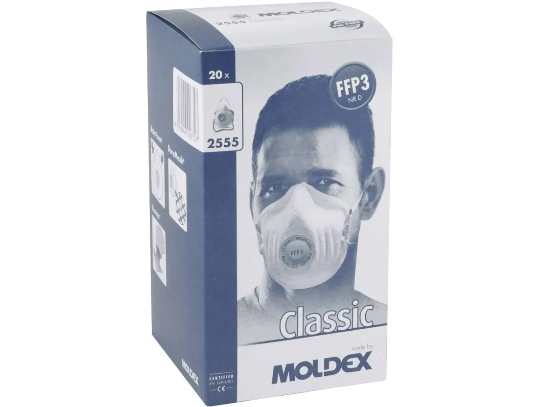 Moldex Klassiker 255501 Finstøvmaske med ventil FFP3 D 20 stk EN 149:2001, EN 149:2009 DIN 149:2001, DIN 149:2009