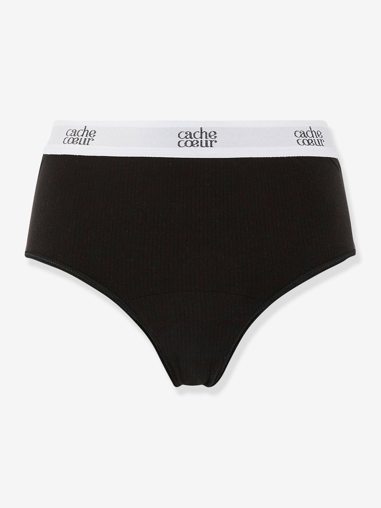 Calcinha Bodyguard Post Partum Cache Coeur & Curve de cintura baixa, preta lisa