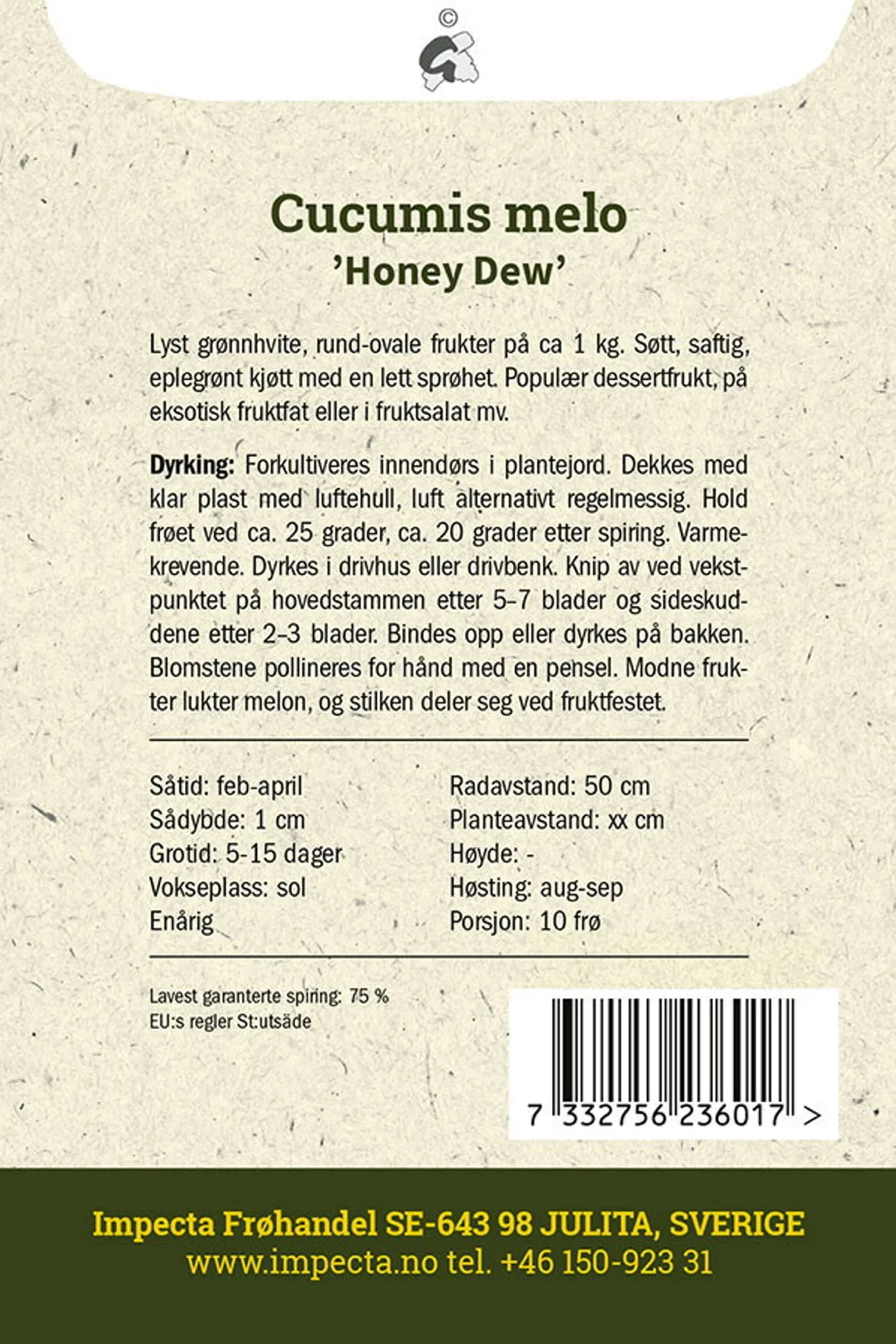 Cucumis melo 'Honey Dew' Honningmelon 'Honey Dew'