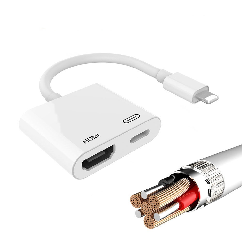 Lightning auf HDMI Digital AV Adapter für Apple iPhone / iPad - Weiss