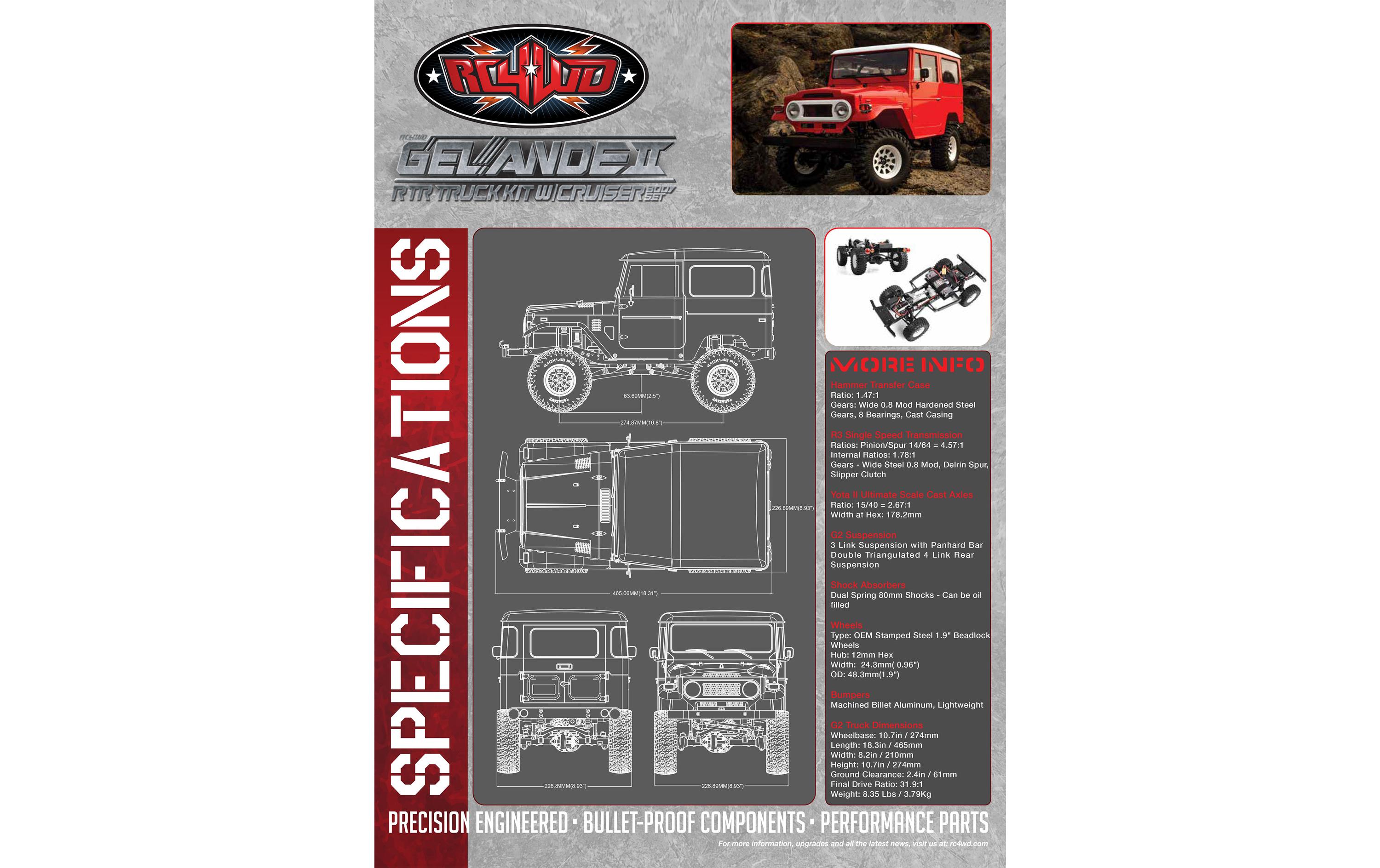 Scale Crawler Gelände II Cruiser RTR, 1:10<br>RTR Scale Crawler mit Detaillierter Karosserie und originalgetreuem Fahrwerk
