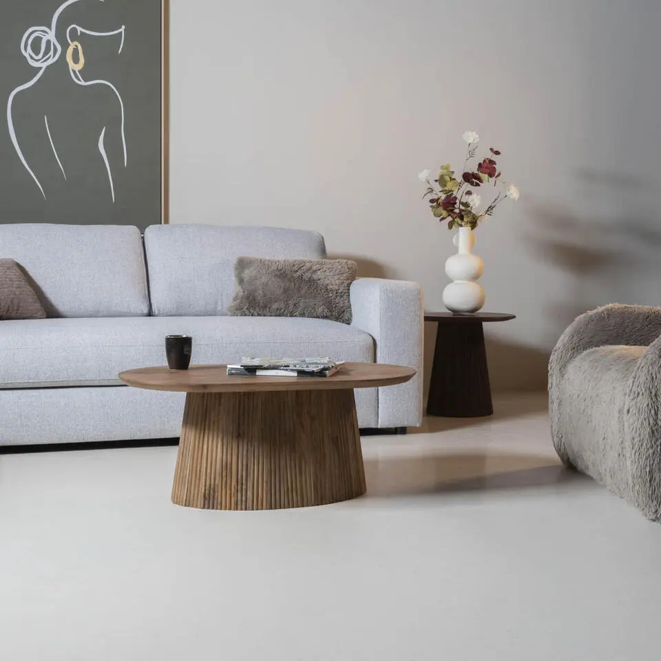 Salontafel Ovaal Naturel Hout - 90x55x38cm - Salvador