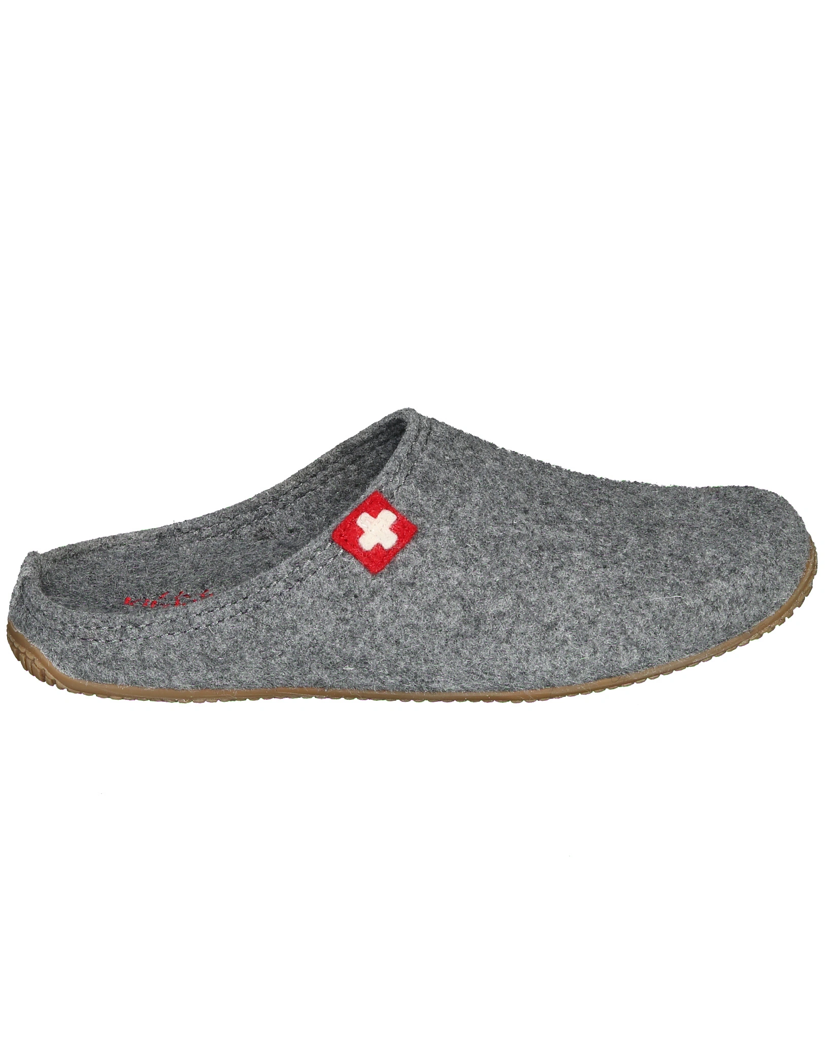 Filzpantoffel SCHWEIZER KREUZ in grau