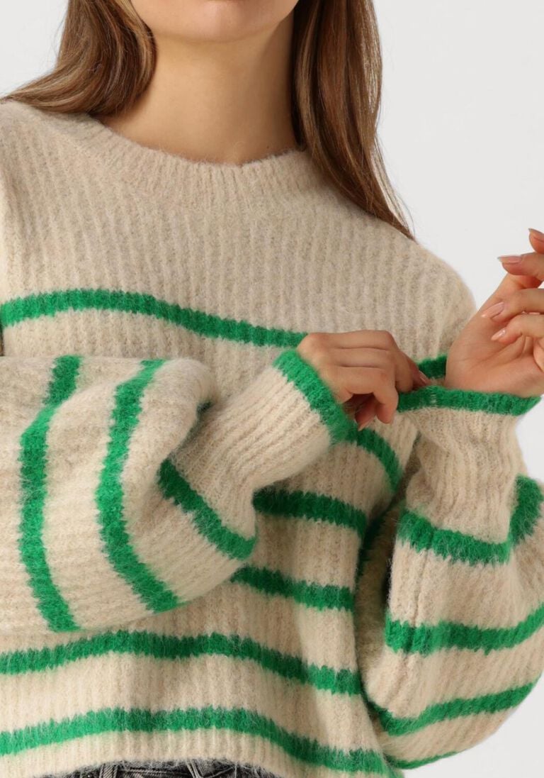 groene co'couture trui coralie crop stripe o-knit