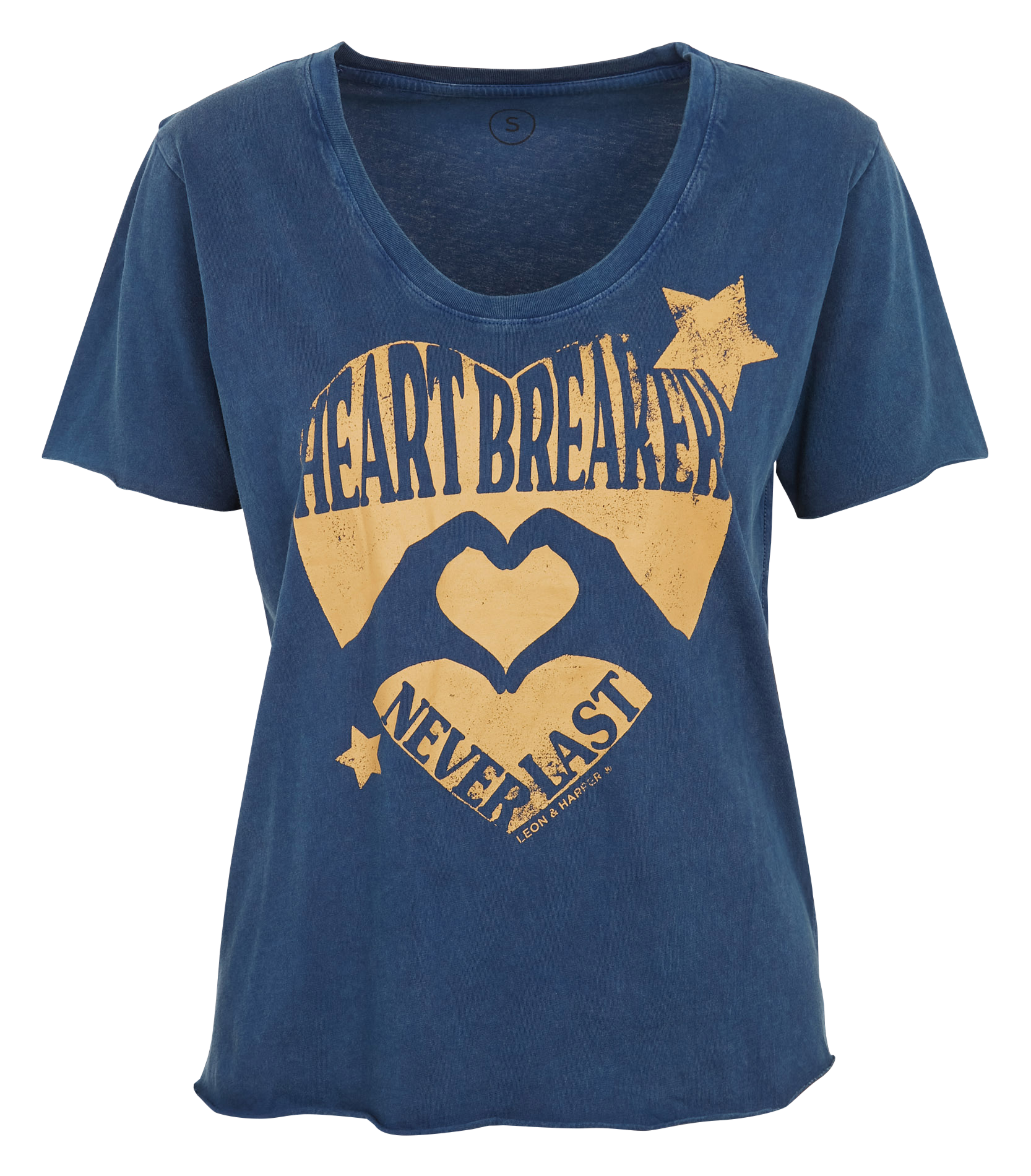 TIZIA - Tee-shirt col rond sérigraphié en coton | Bleu