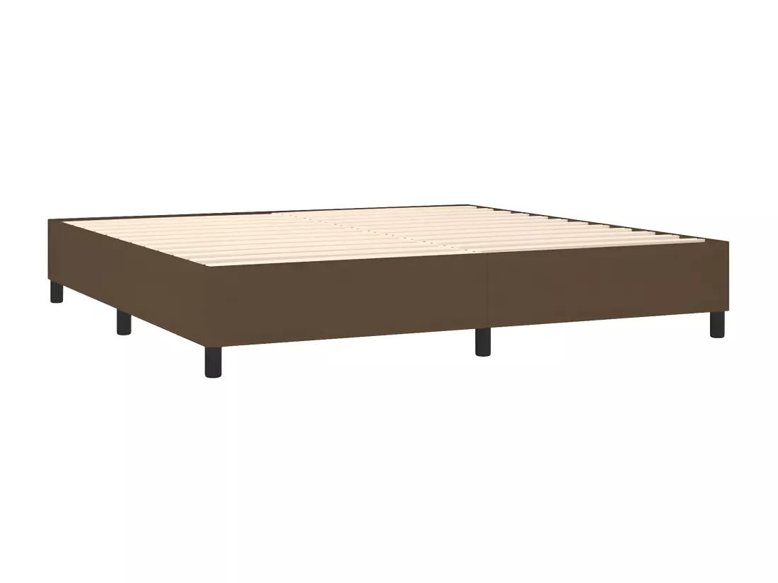 Sommier tapissier matelas et LED Marron foncé 200x200 cm Tissu