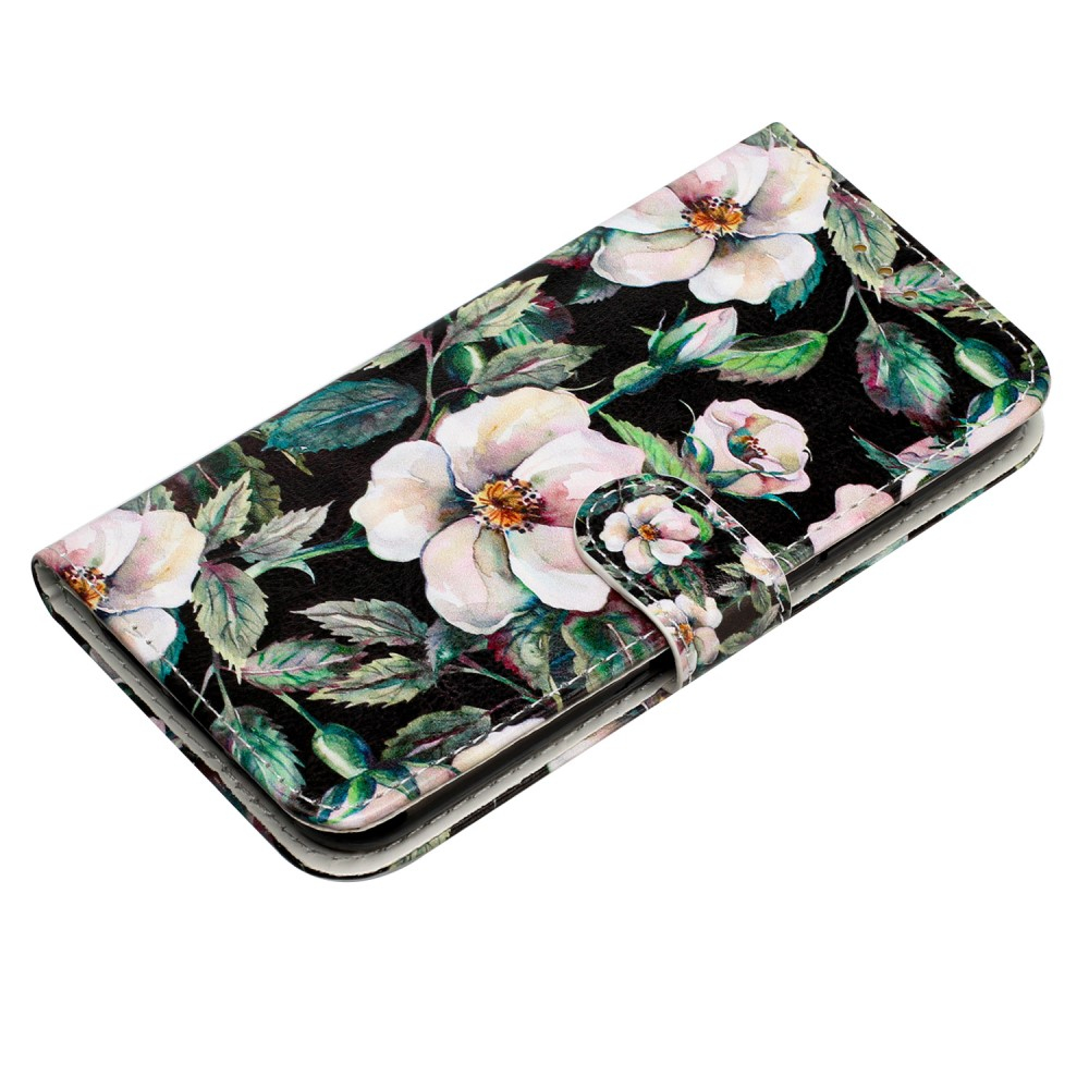 iPhone 16 Pro Max Leder Tasche Hülle mit Kartenfach Magnolien