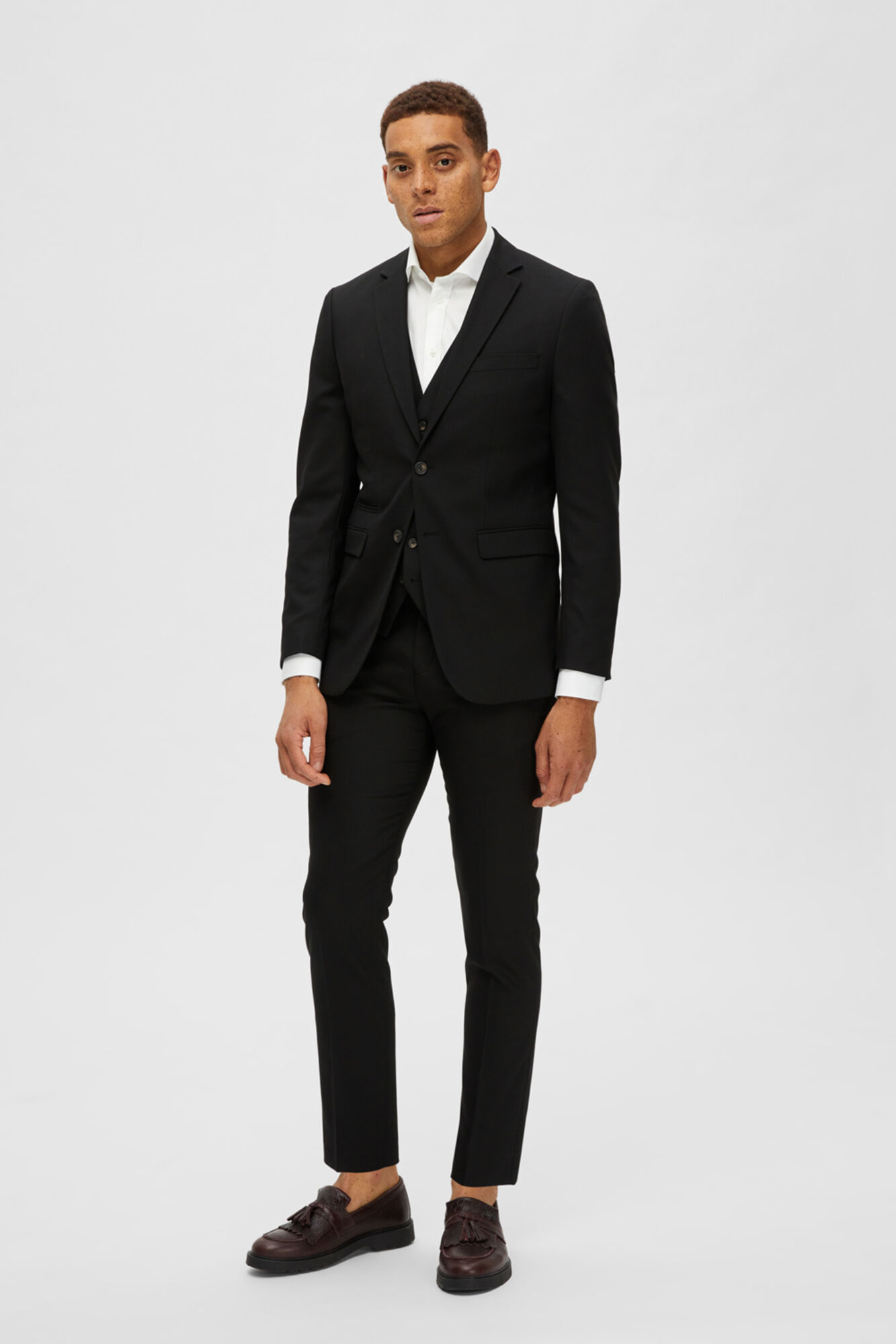 Terno masculino slim fit de duas peças - Preto