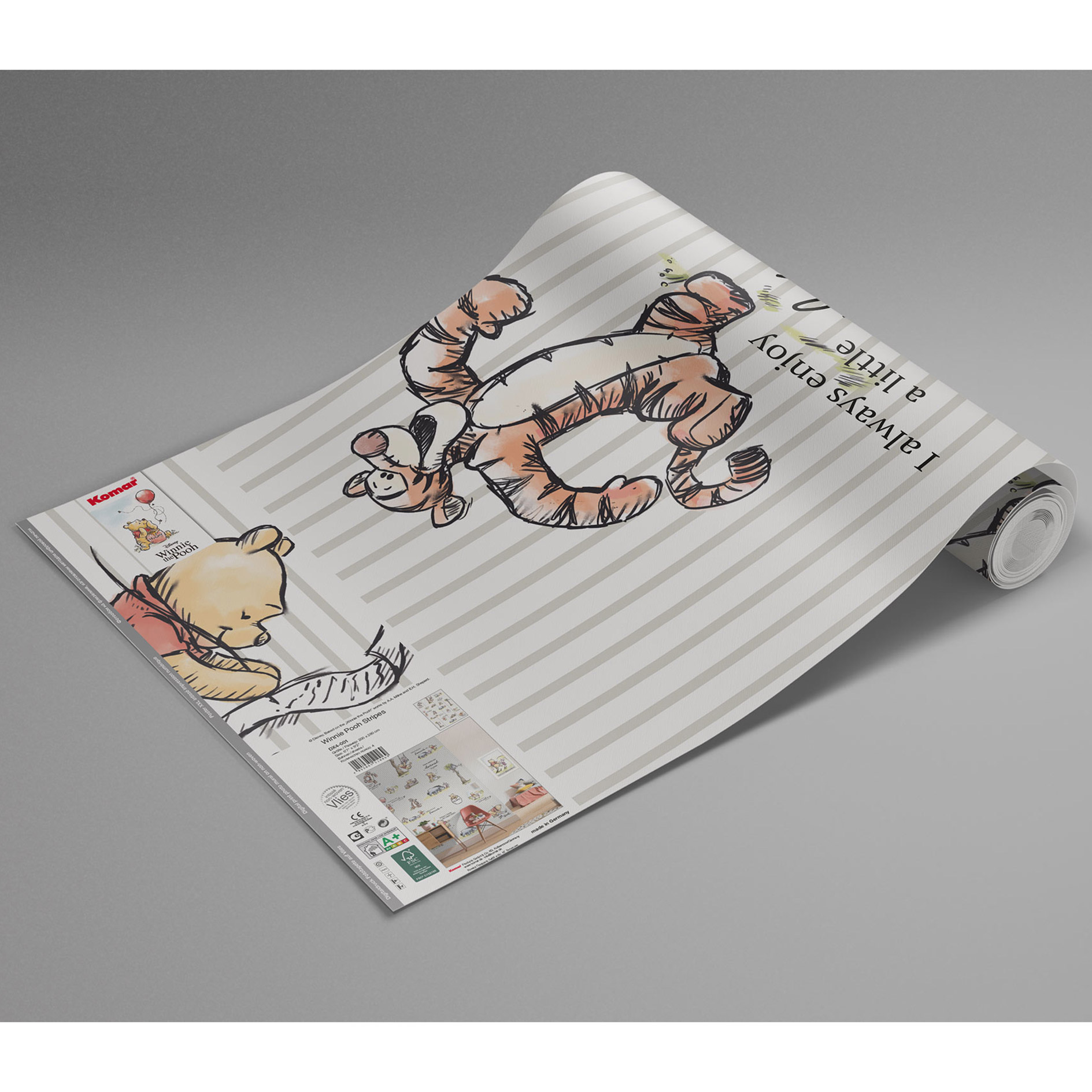 Vlies-Fototapete WINNIE THE POOH STRIPES - 200x280 cm