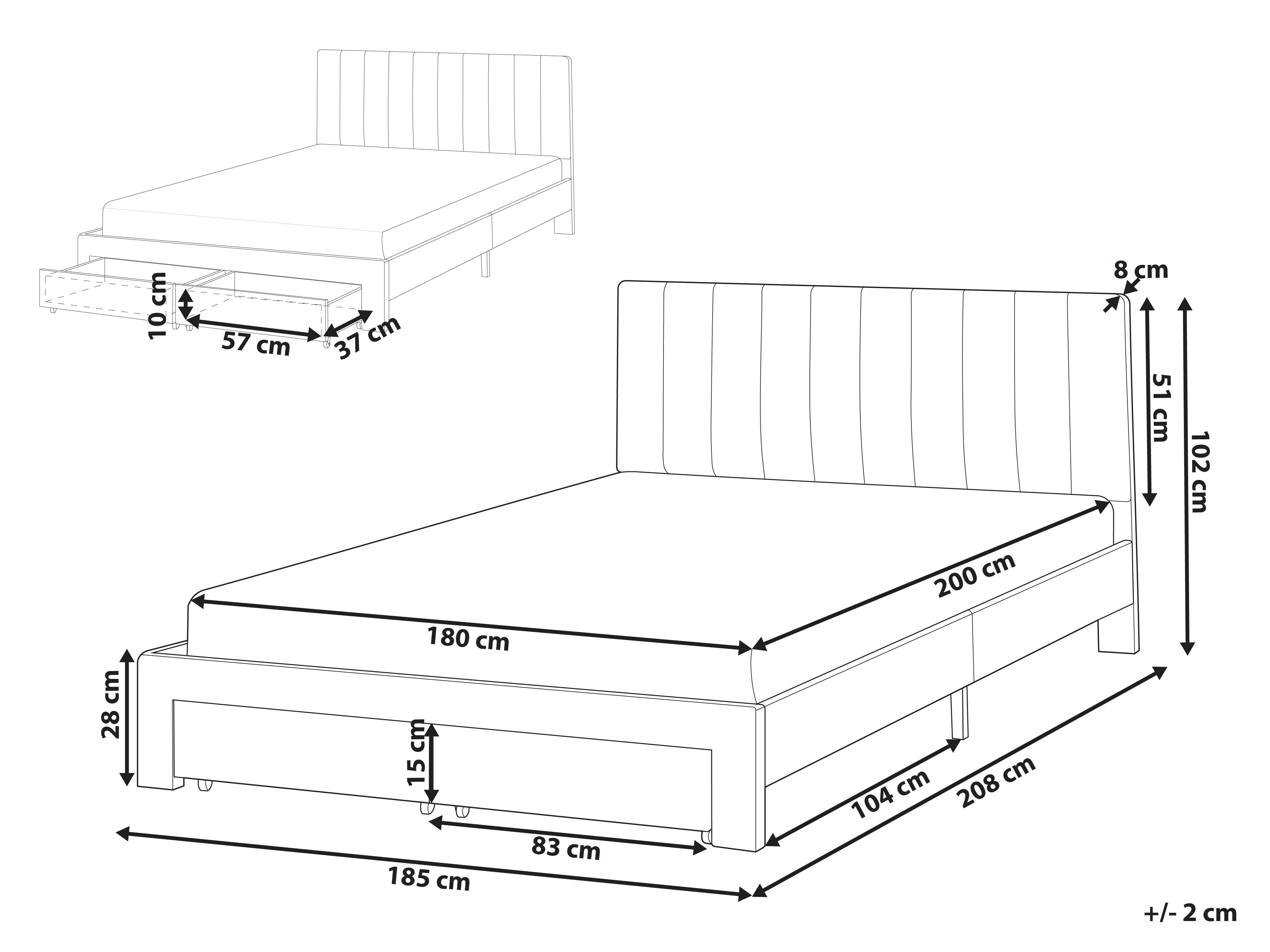Bed met opbergladen Fluweel LONZAC 180 x 200 cm Taupe